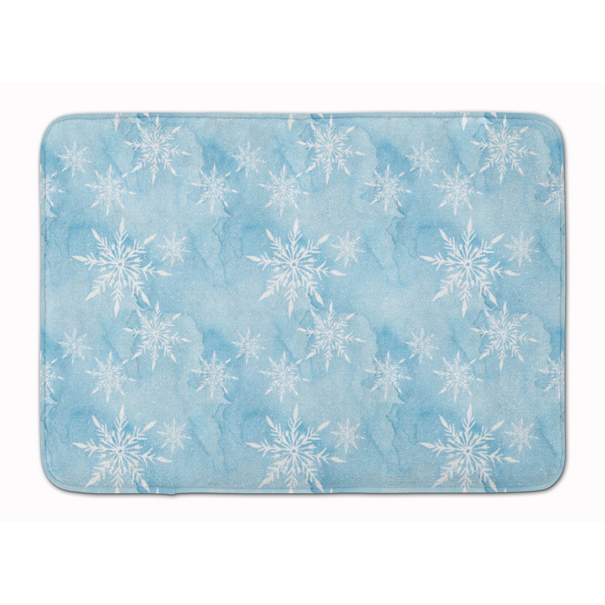 Caroline'S Treasures Watercolor Snowflake On Light Blue Floor Mat, 19 H X 27 W, Multicolor
