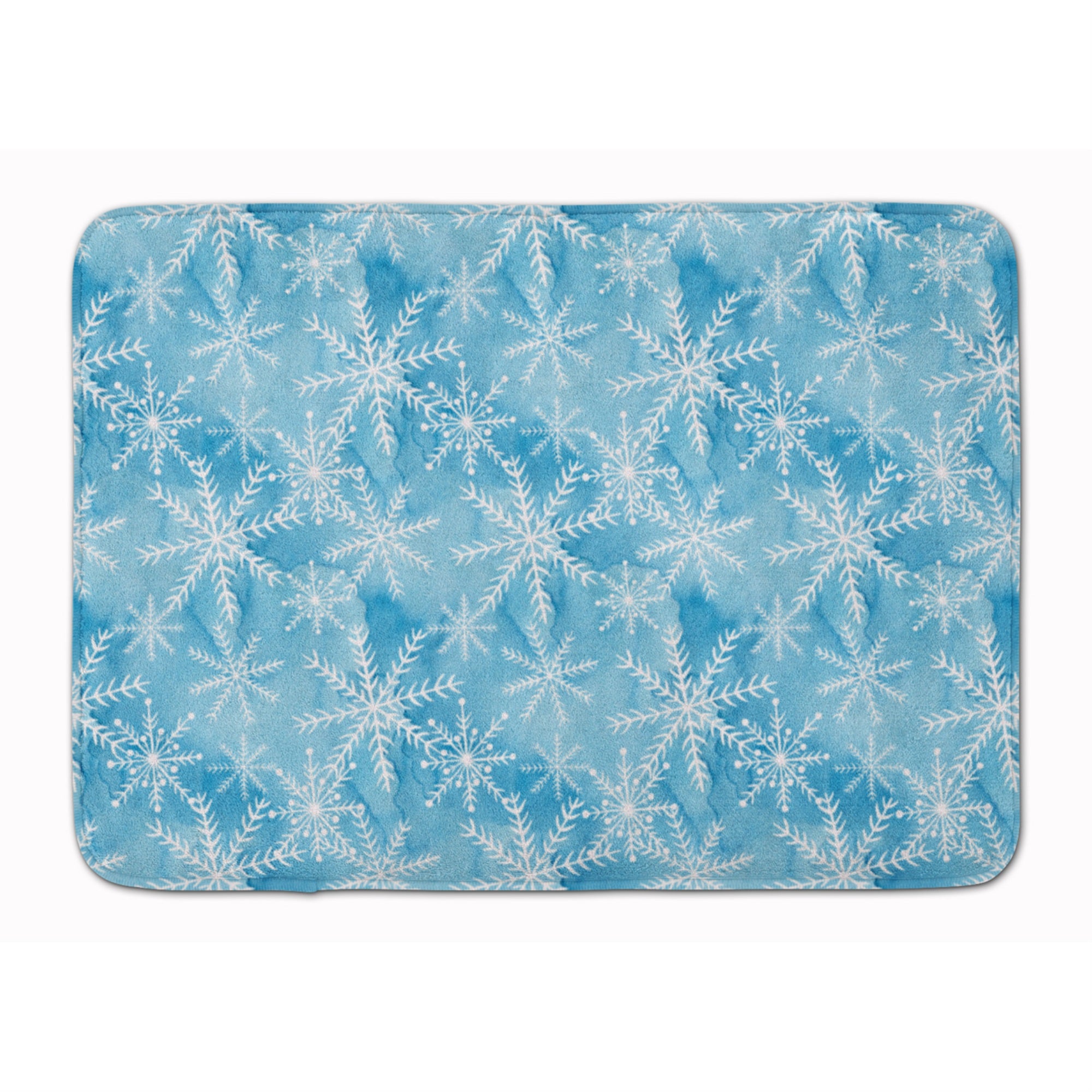 Caroline'S Treasures Watercolor Snowflake On Blue Floor Mat, 19 H X 27 W, Multicolor
