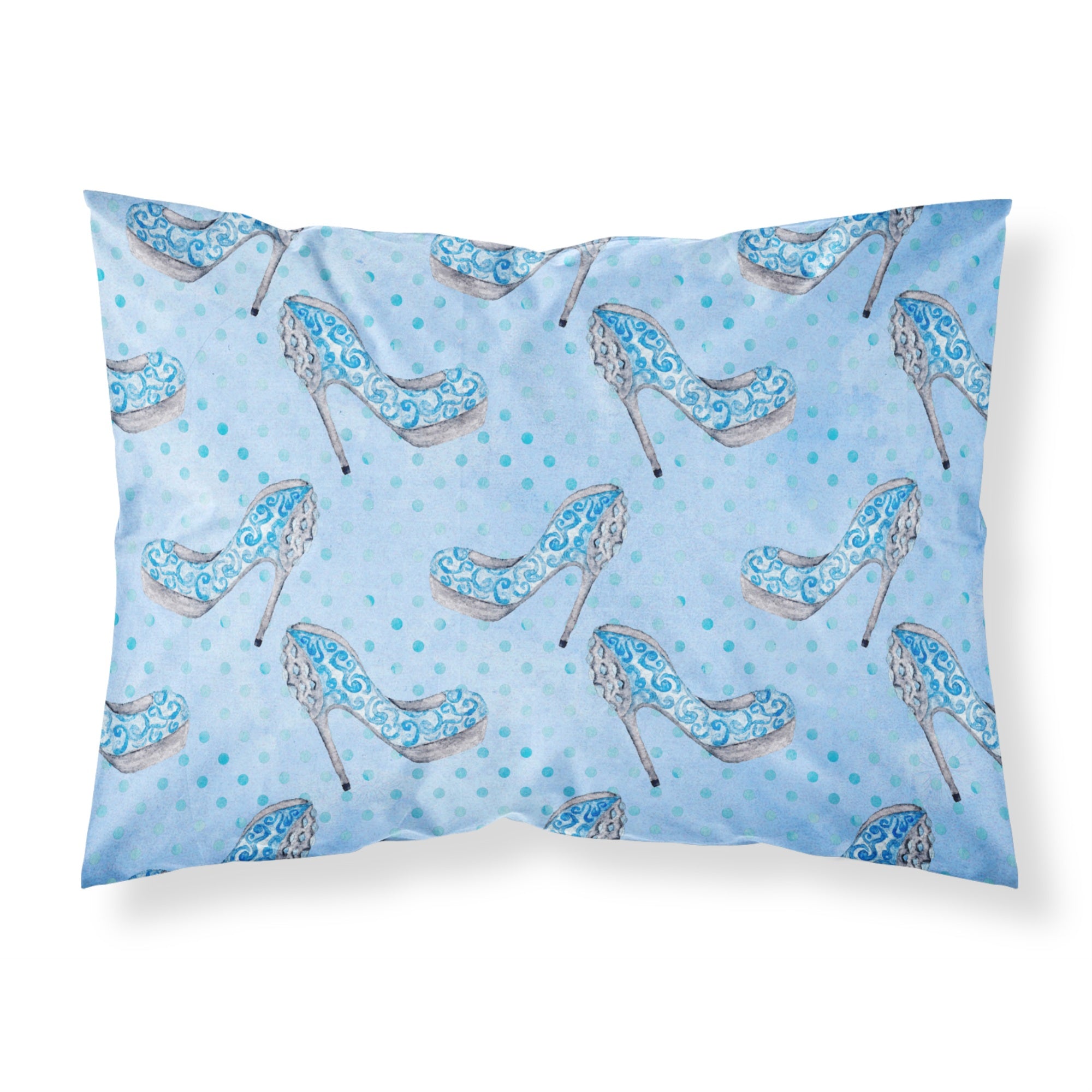Caroline'S Treasures Watercolor Cinderella Shoe In Blue Pillowcase, Standard, Multicolor