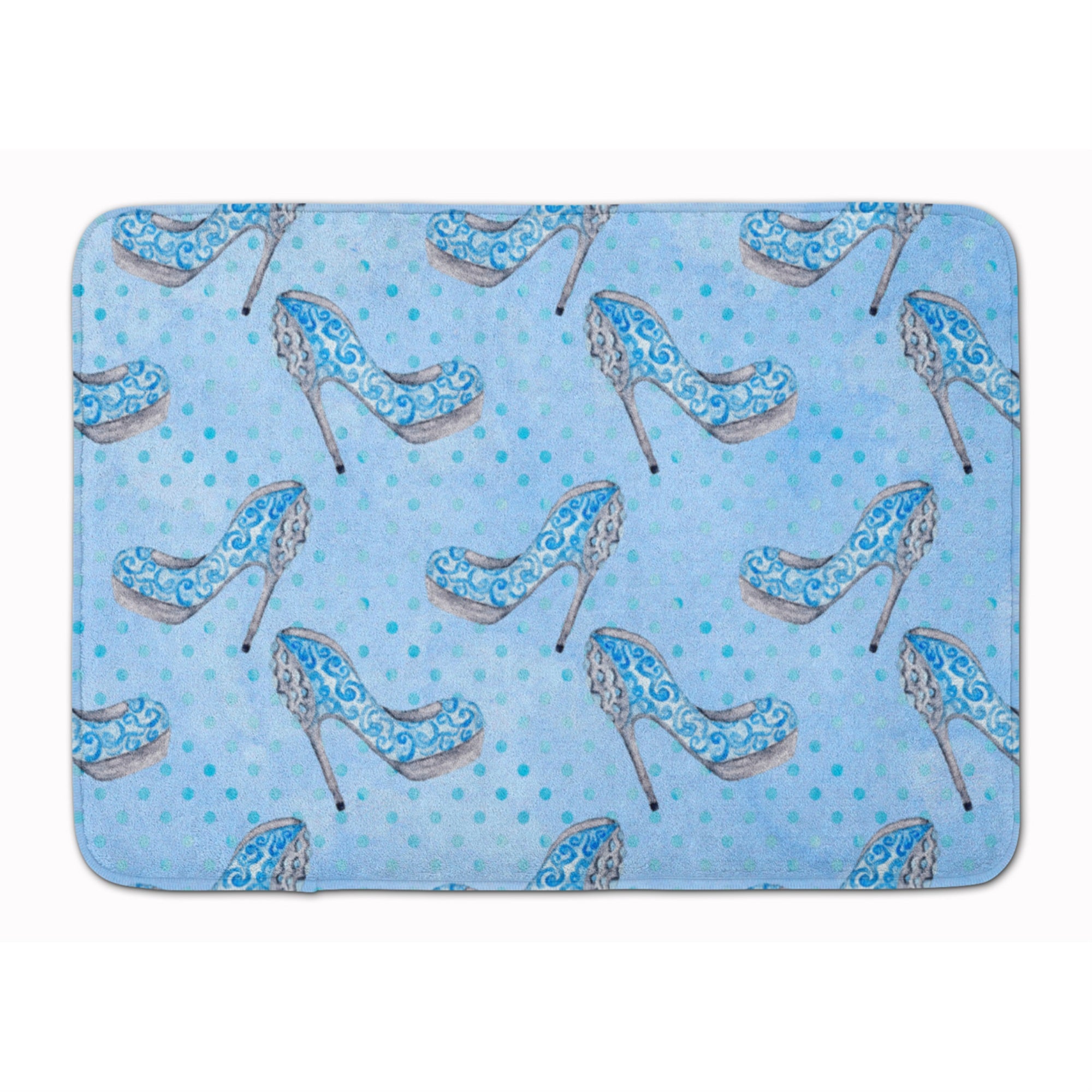 Caroline'S Treasures Watercolor Cinderella Shoe In Blue Floor Mat, 19 H X 27 W, Multicolor