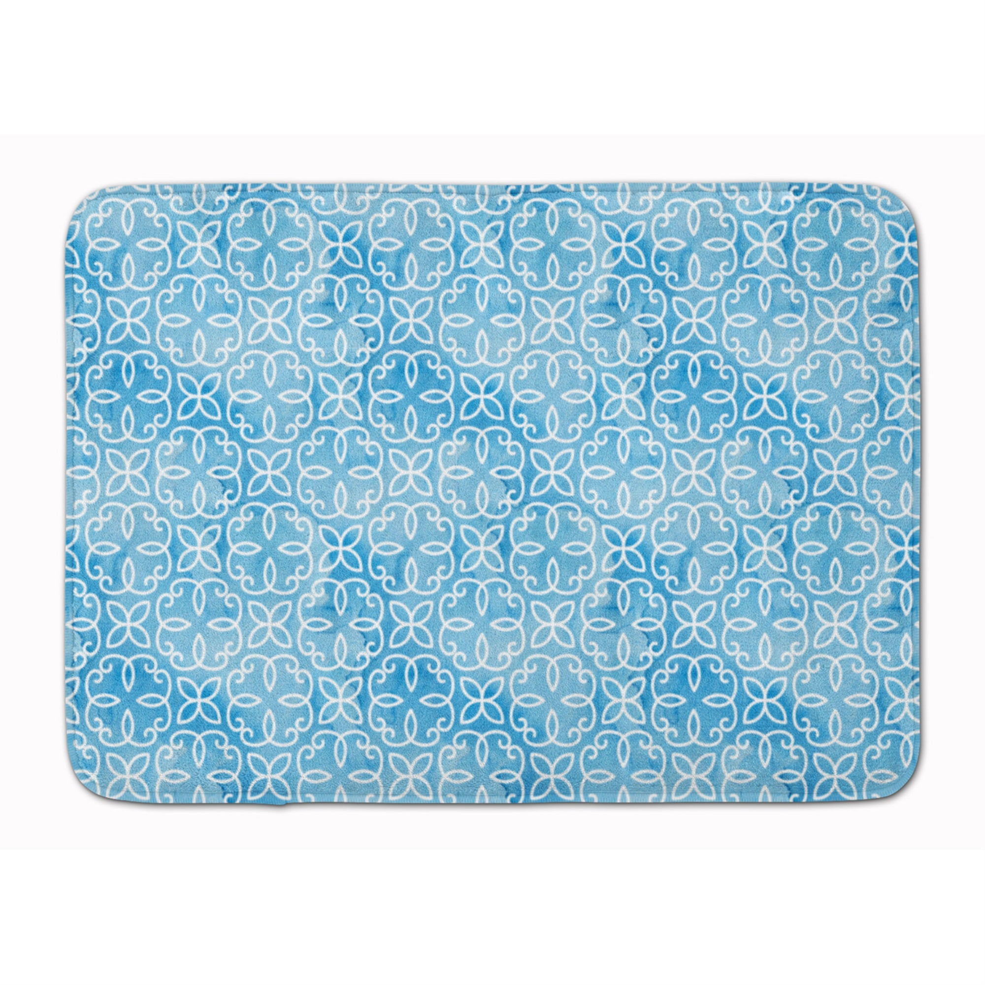 Caroline'S Treasures Watercolor Geometric Circle On Blue Floor Mat, 19 H X 27 W, Multicolor