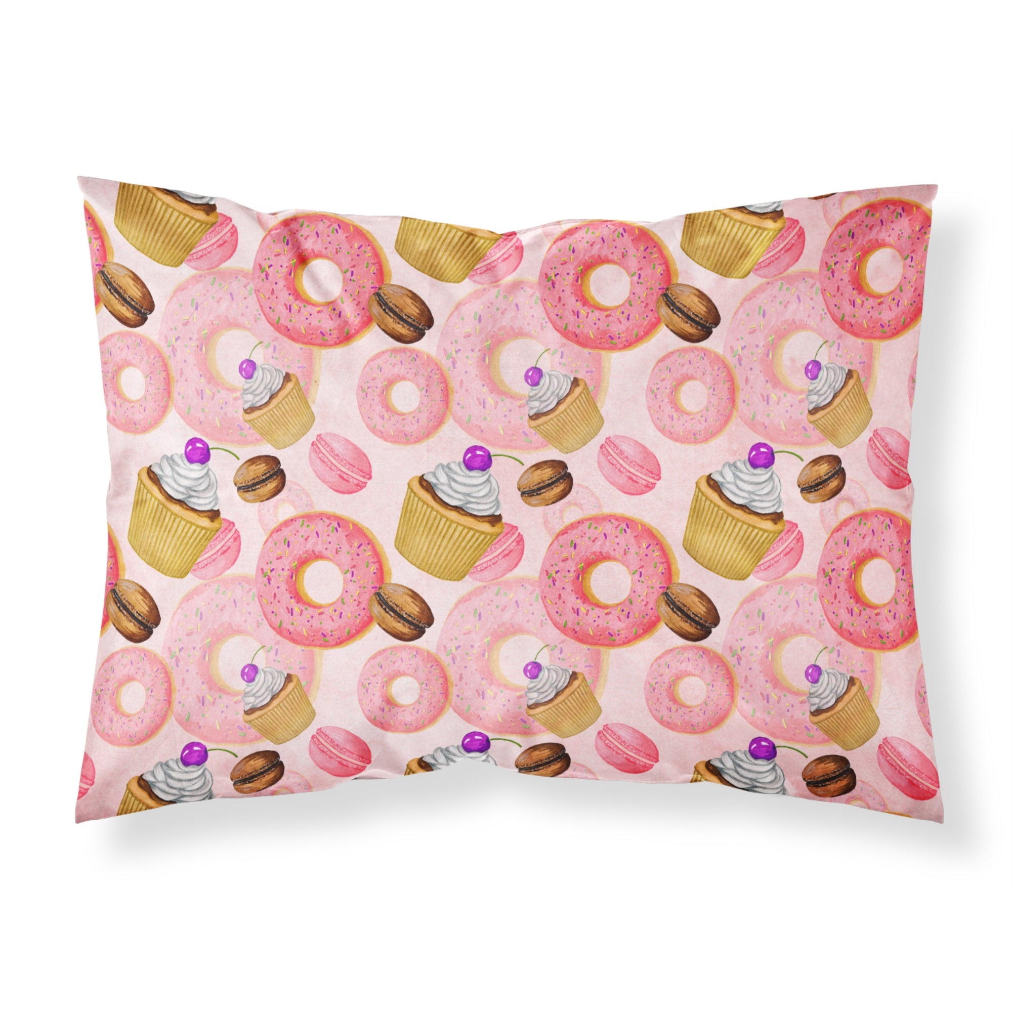 Caroline'S Treasures Watercolor Sweet Pastries Printed, Polyester, 250 Thread Count, Envelope Closure Pillowcase, Standard, Mu