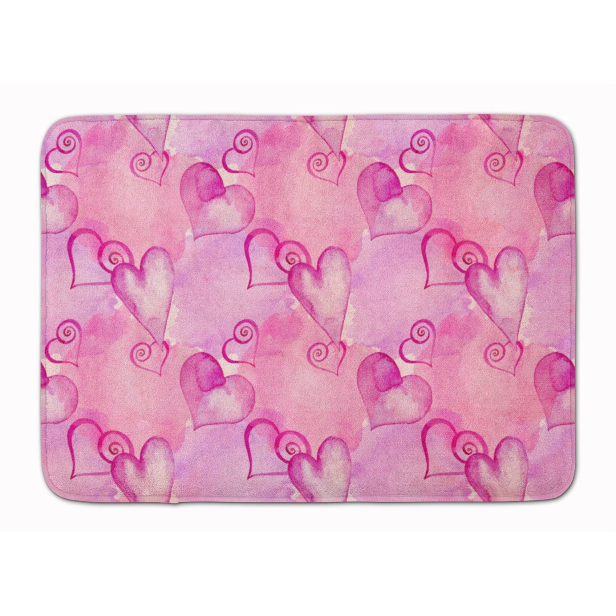 Caroline'S Treasures Watercolor Hot Pink Hearts Floor Mat, 19 H X 27 W, Multicolor