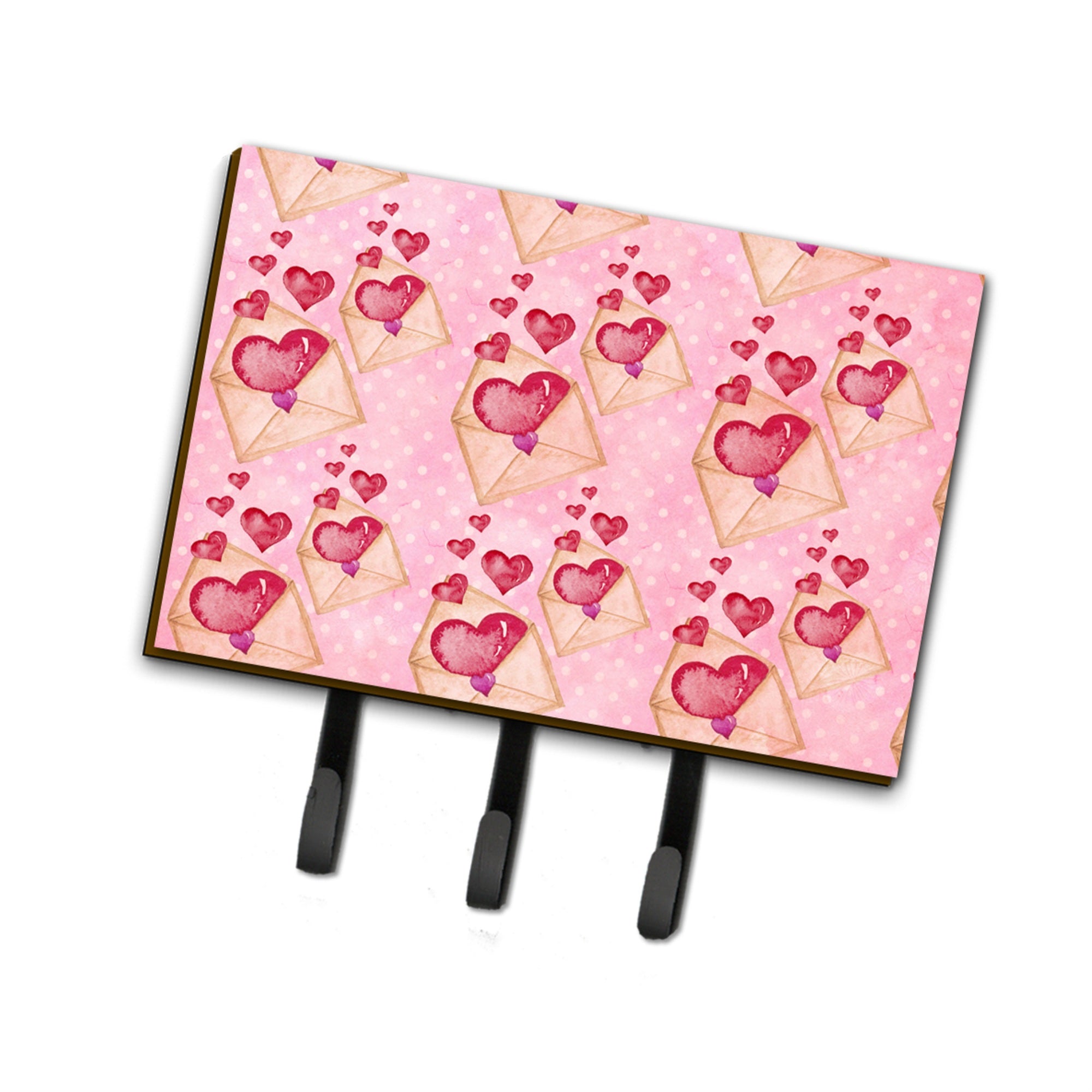 Caroline'S Treasures Watercolor Pink Love Letter Wall Hook, Triple, Multicolor