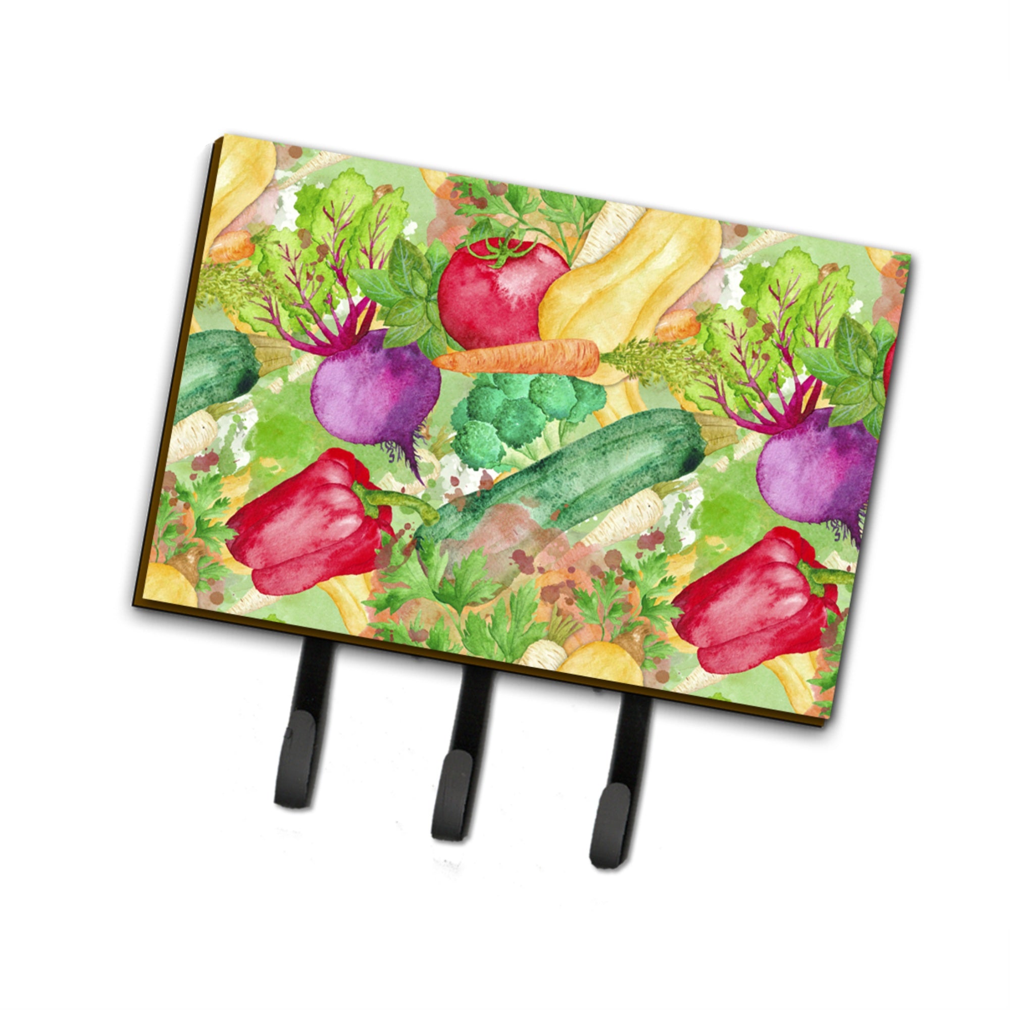 Caroline'S Treasures Watercolor Vegetables Farm To Table Wall Hook, Triple, Multicolor