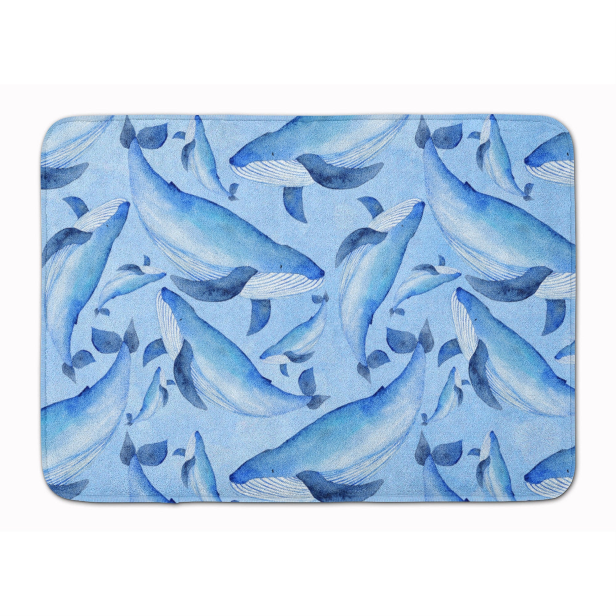 Caroline'S Treasures Watercolor Nautical Whales Floor Mat, 19 H X 27 W, Multicolor