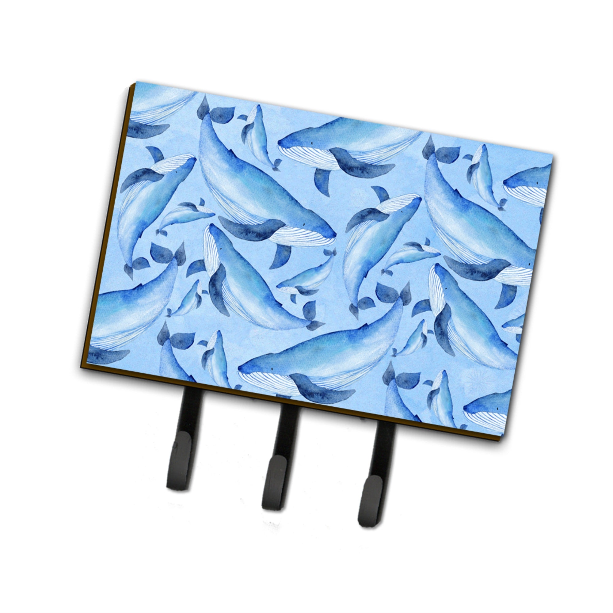 Caroline'S Treasures Watercolor Nautical Whales Wall Hook, Triple, Multicolor