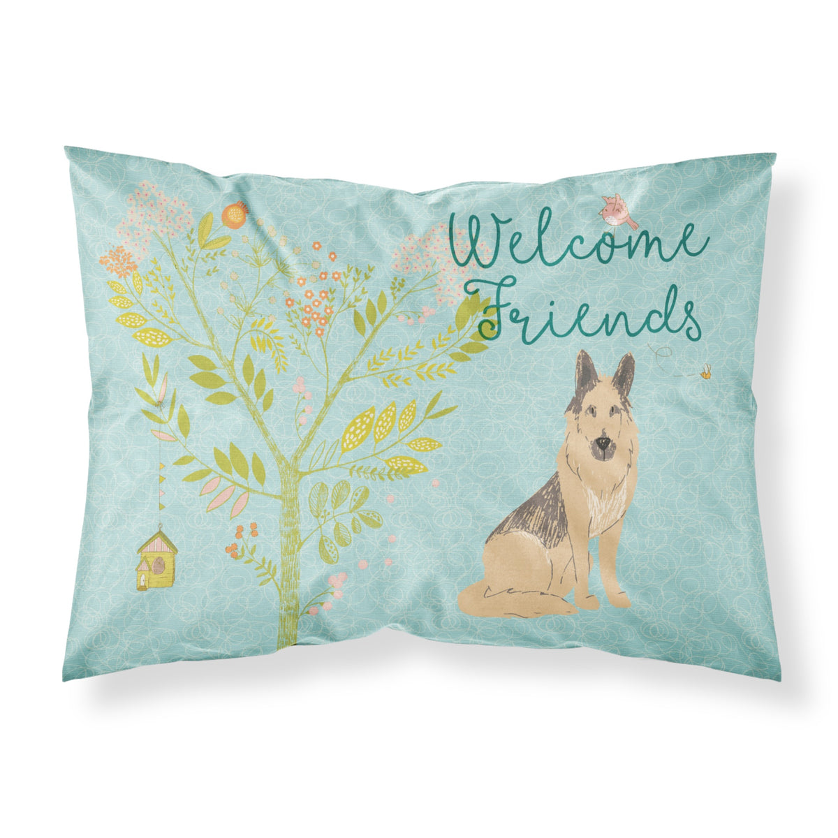 Caroline'S Treasures Welcome Friends German Shepherd Printed, Polyester, 250 Thread Count, Envelope Closure Pillowcase, Standa