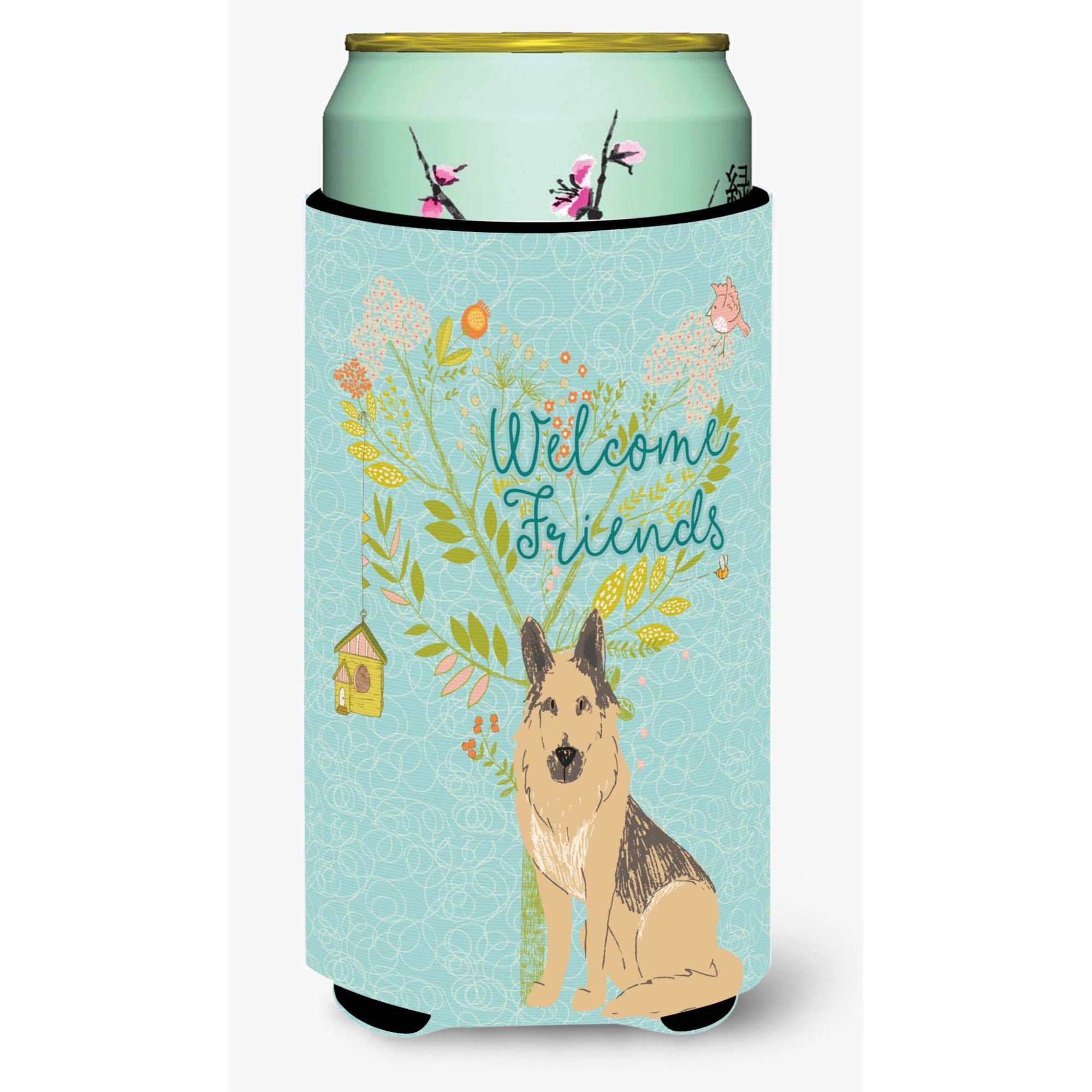 Caroline'S Treasures Welcome Friends German Shepherd Decorative Can Hugger, Tall Boy, Multicolor