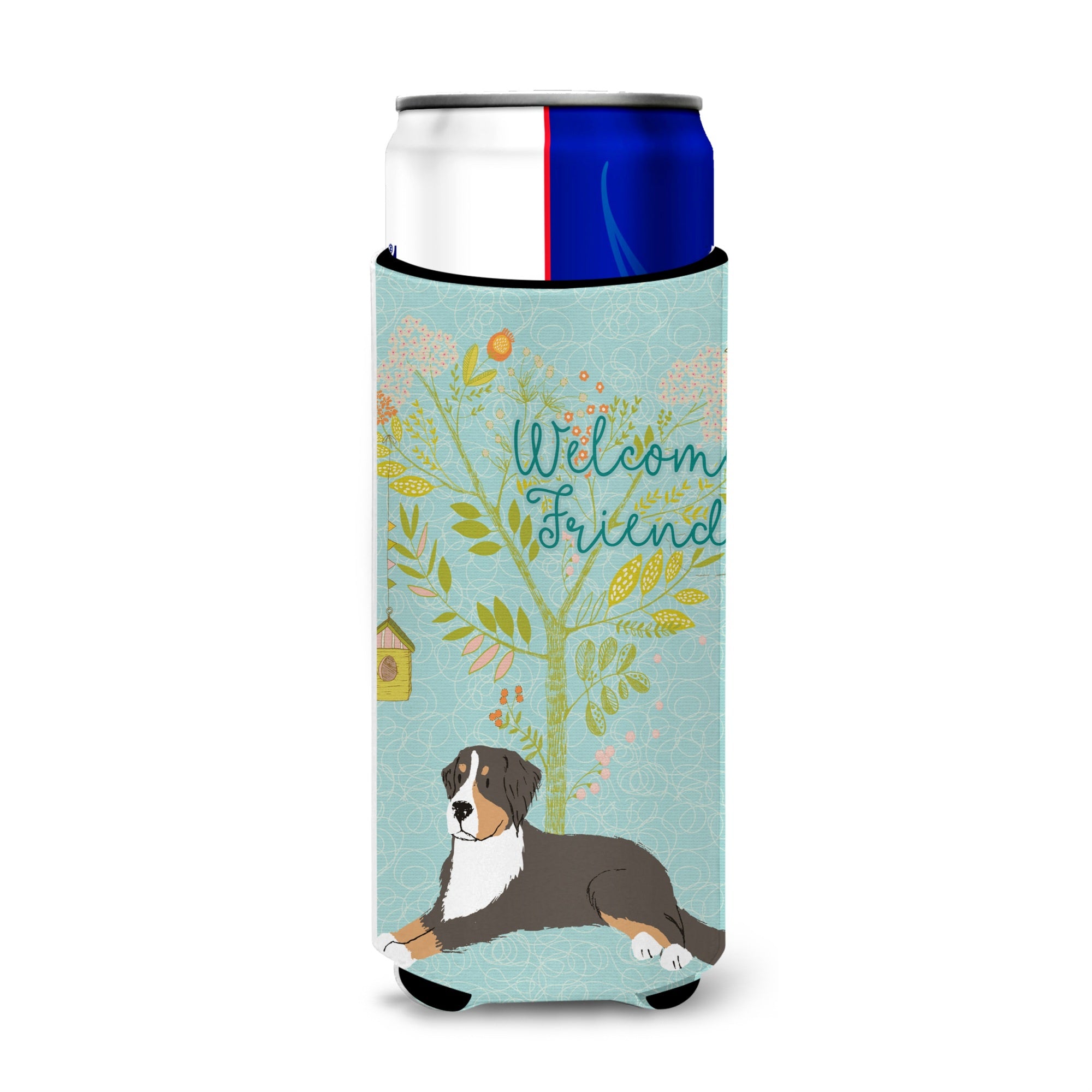 Caroline'S Treasures Welcome Friends Bernese Mountain Dog Decorative Can Hugger, Multicolor