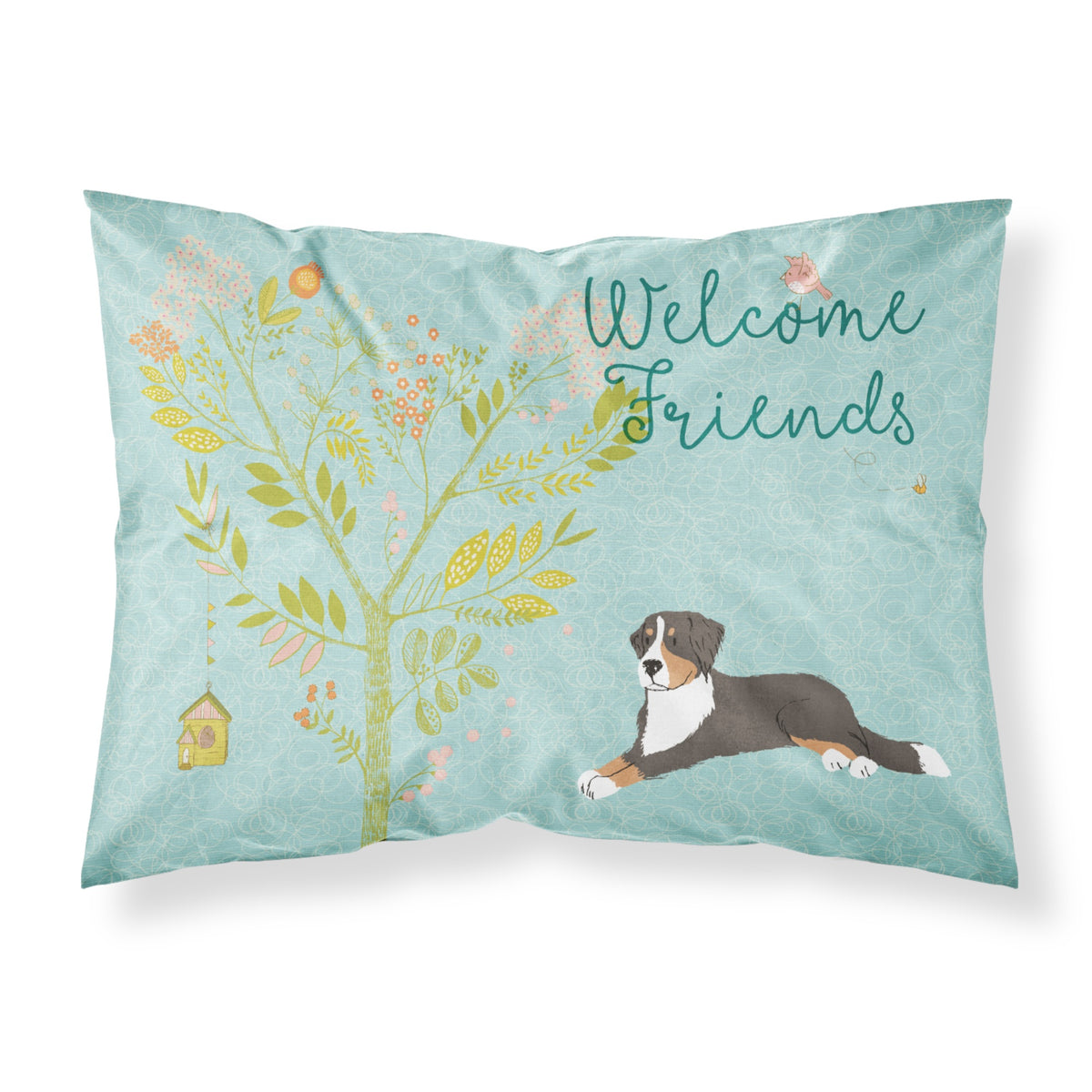 Caroline'S Treasures Welcome Friends Bernese Mountain Dog Pillowcase, Standard, Multicolor