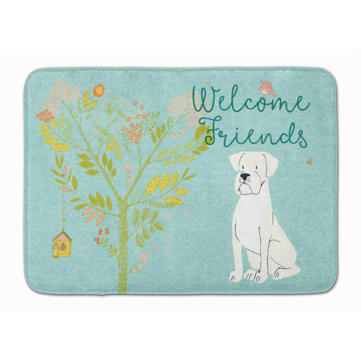 Caroline'S Treasures Welcome Friends White Boxer Floor Mat, 19Hx27W, Multicolor