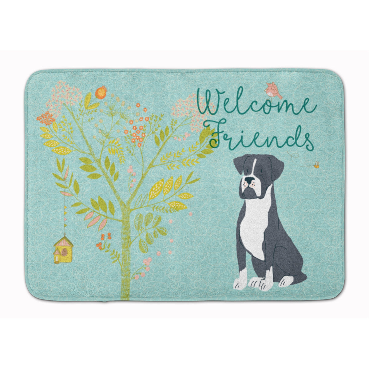 Caroline'S Treasures Welcome Friends Black Boxer Floor Mat, 19Hx27W, Multicolor