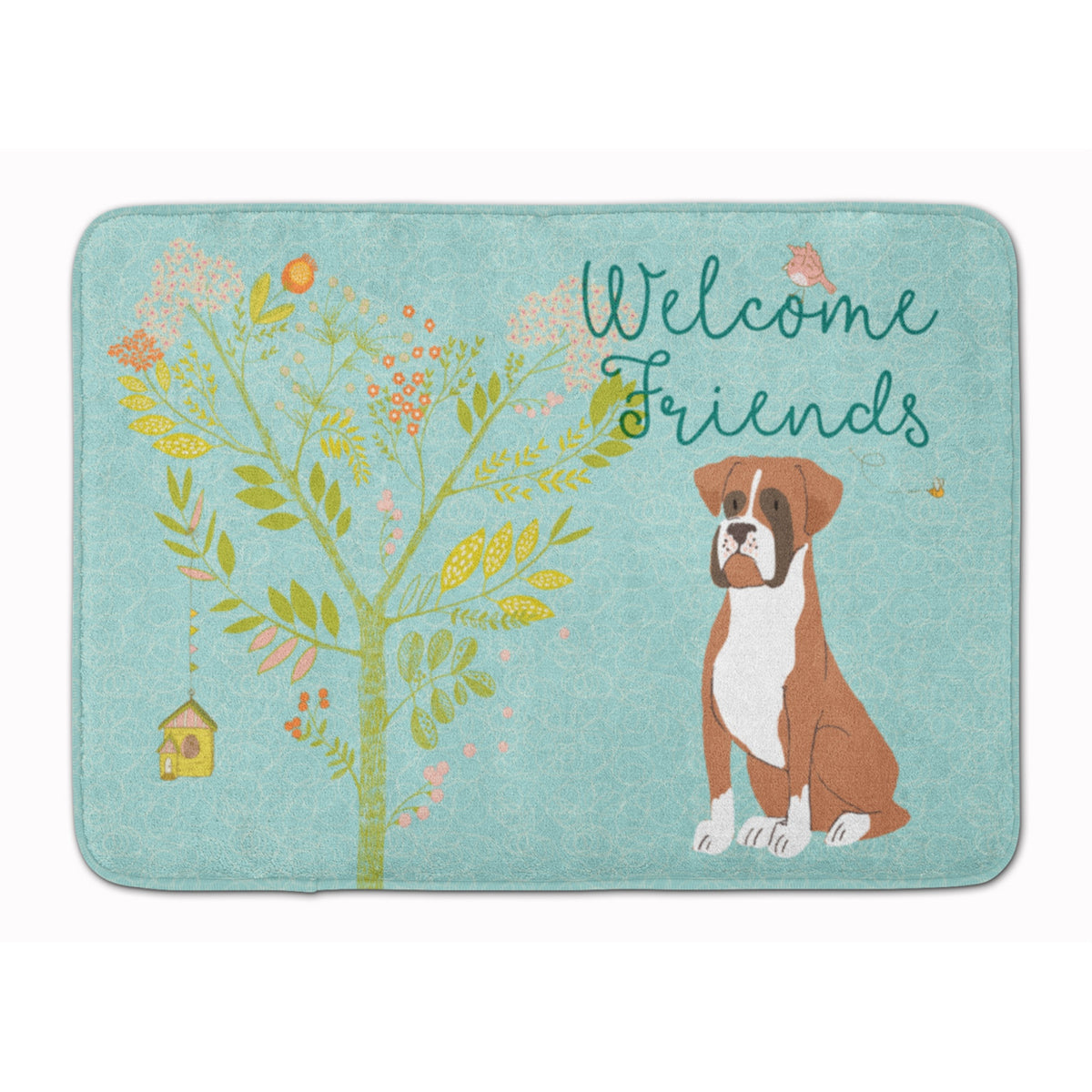 Caroline'S Treasures Welcome Friends Flashy Fawn Boxer Floor Mat, 19Hx27W, Multicolor