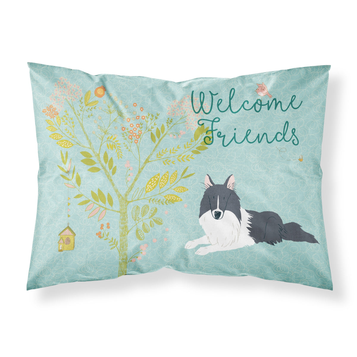 Caroline'S Treasures Welcome Friends Black White Collie Printed, Polyester Envelope Closure Pillowcase, Standard, Mult