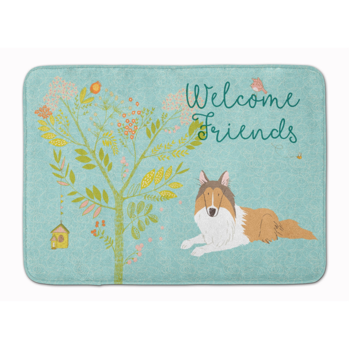 Caroline'S Treasures Welcome Friends Collie Floor Mat, 19Hx27W, Multicolor