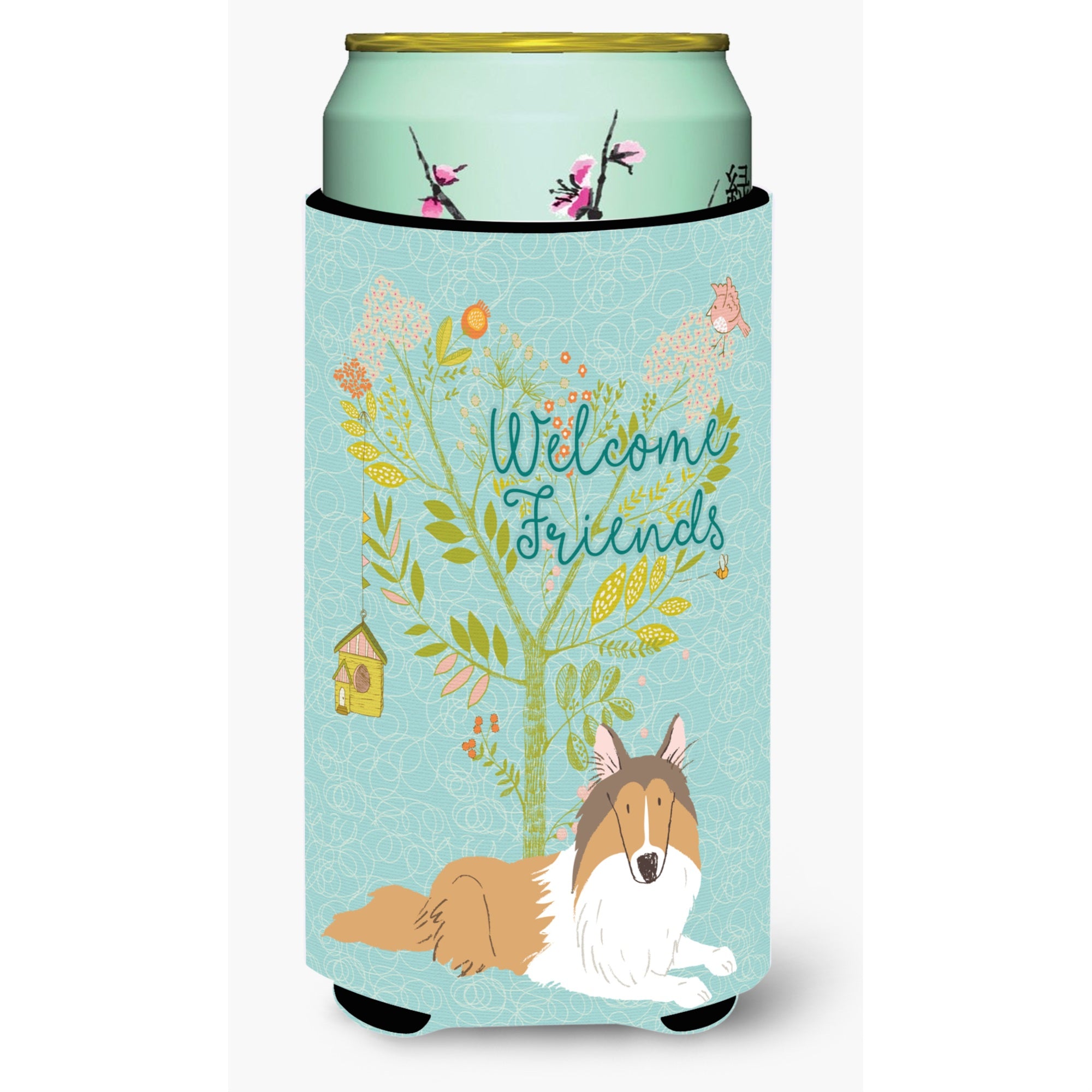 Caroline'S Treasures Welcome Friends Collie Decorative Can Hugger, Tall Boy, Multicolor