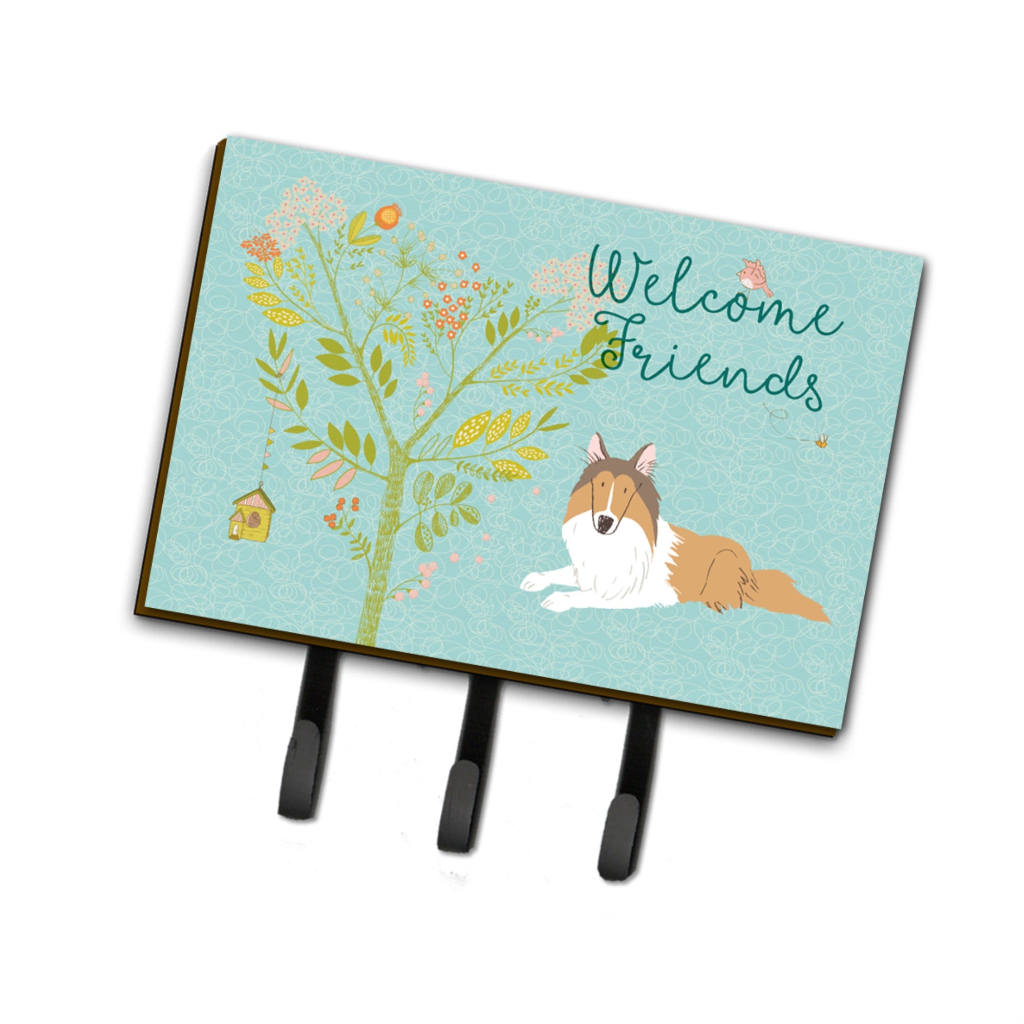 Caroline'S Treasures Welcome Friends Collie Wall Hook, Triple, Multicolor