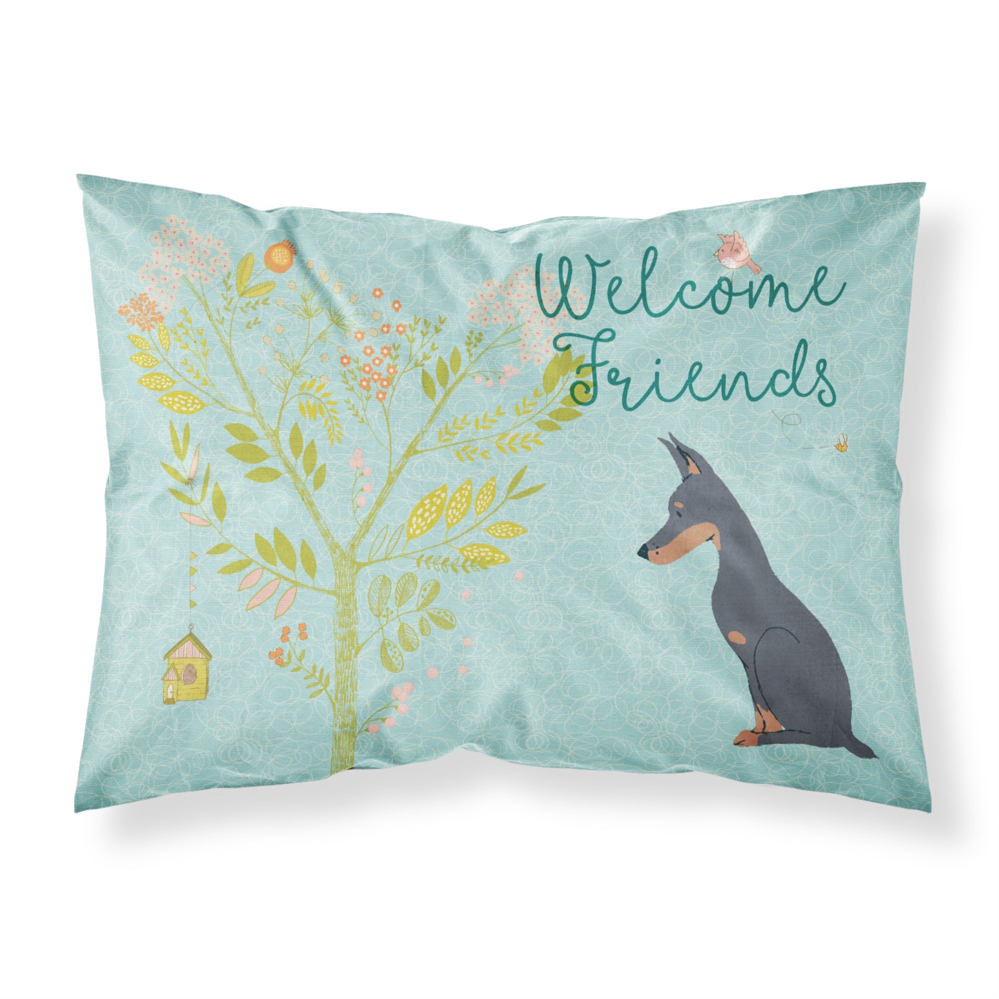 Caroline'S Treasures Welcome Friends Doberman Pinscher Printed, Polyester, 250 Thread Count, Envelope Closure Pillowcase, Stan