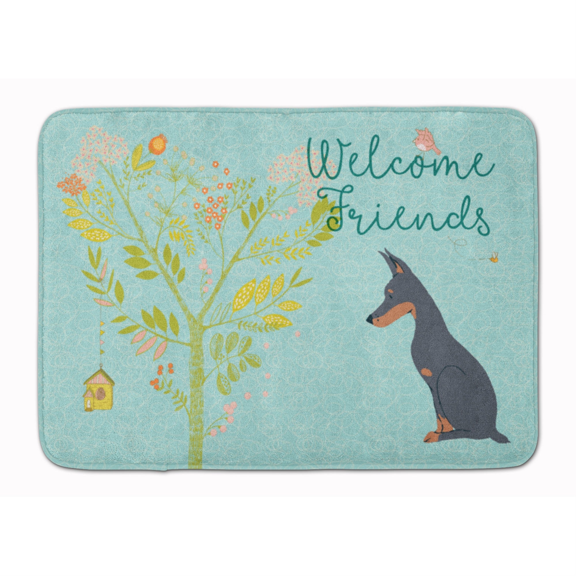 Caroline'S Treasures Welcome Friends Doberman Pinscher Floor Mat, 19Hx27W, Multicolor