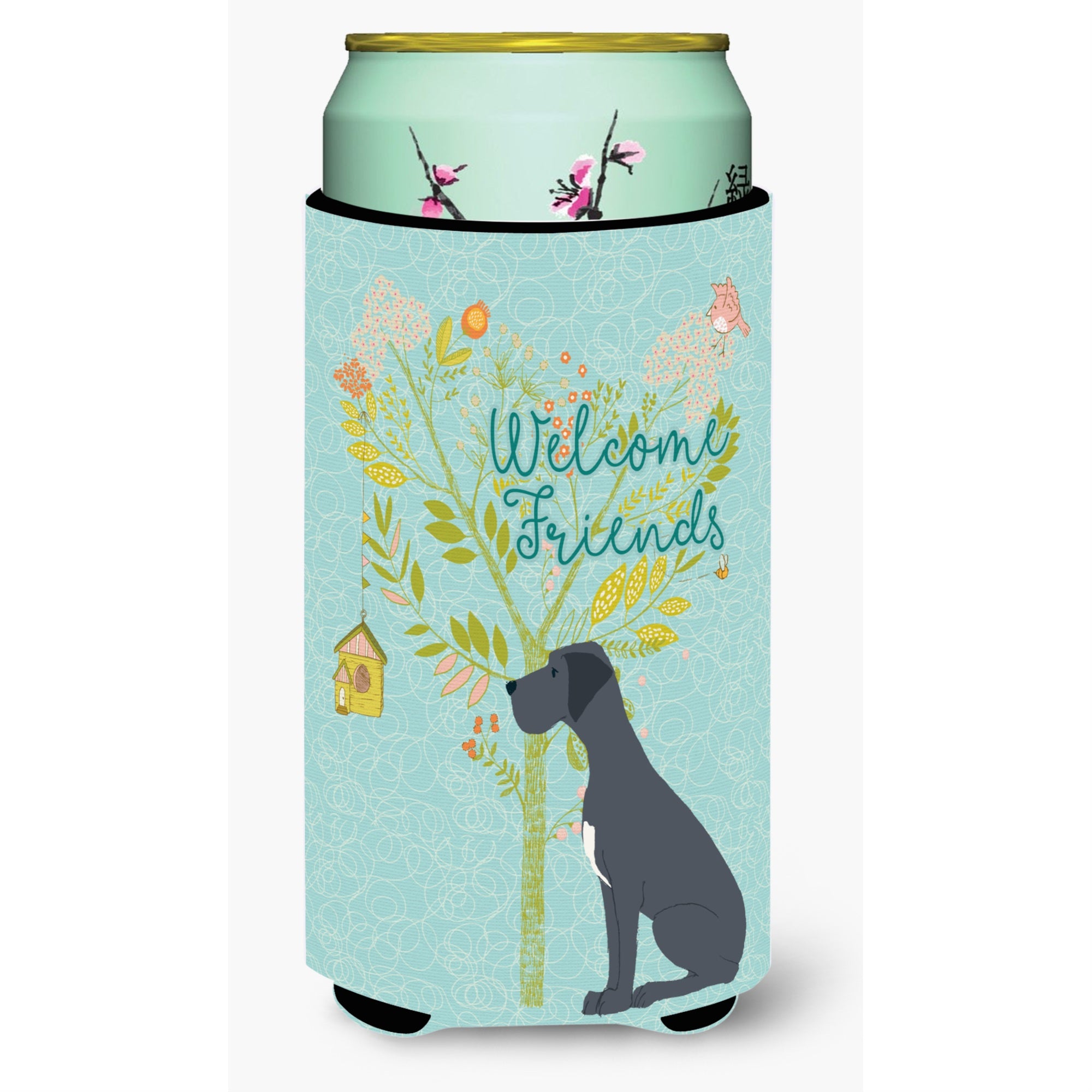 Caroline'S Treasures Welcome Friends Black Dane Decorative Can Hugger, Tall Boy, Multicolor