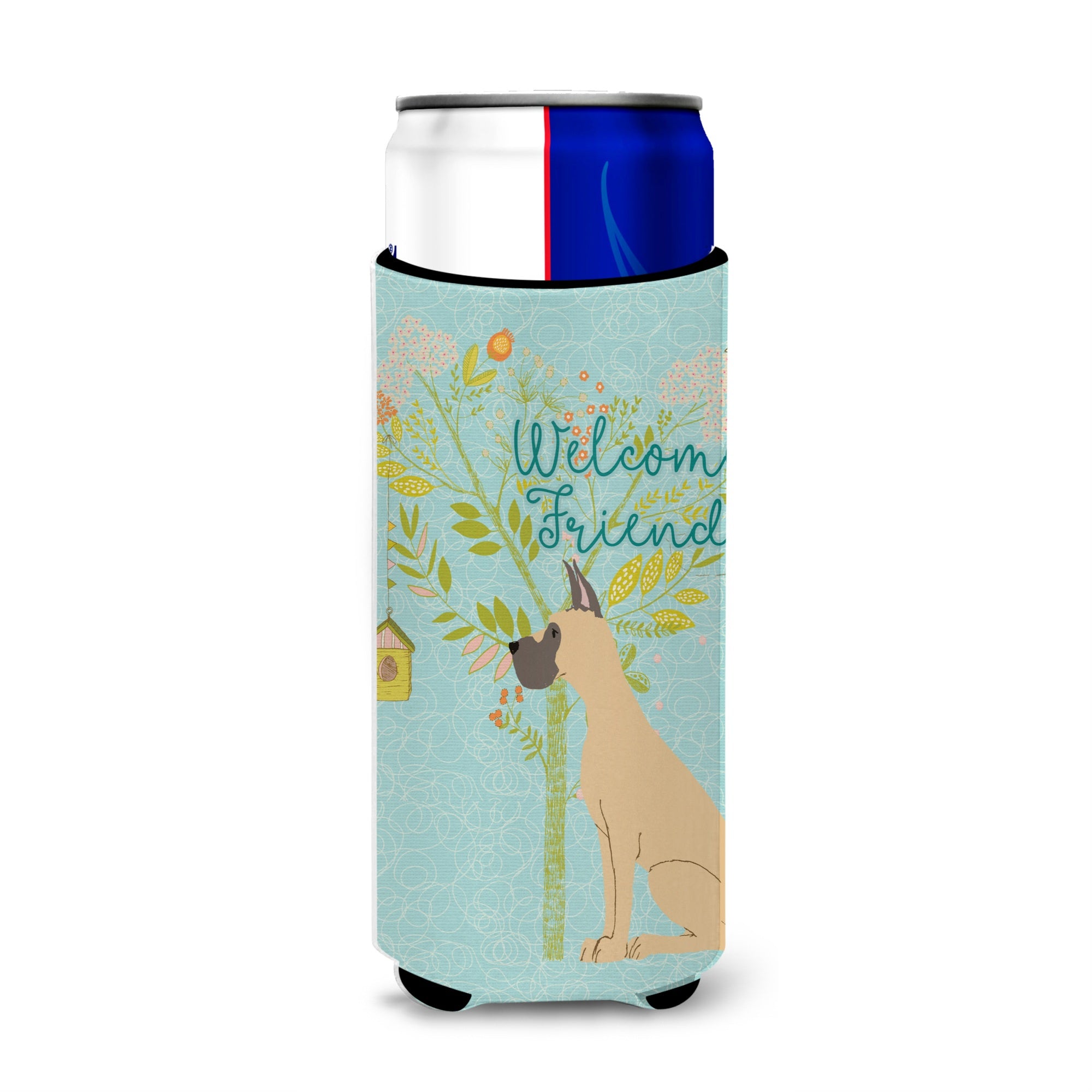 Caroline'S Treasures Welcome Friends Fawn Dane Cropped Ears Decorative Can Hugger, Multicolor