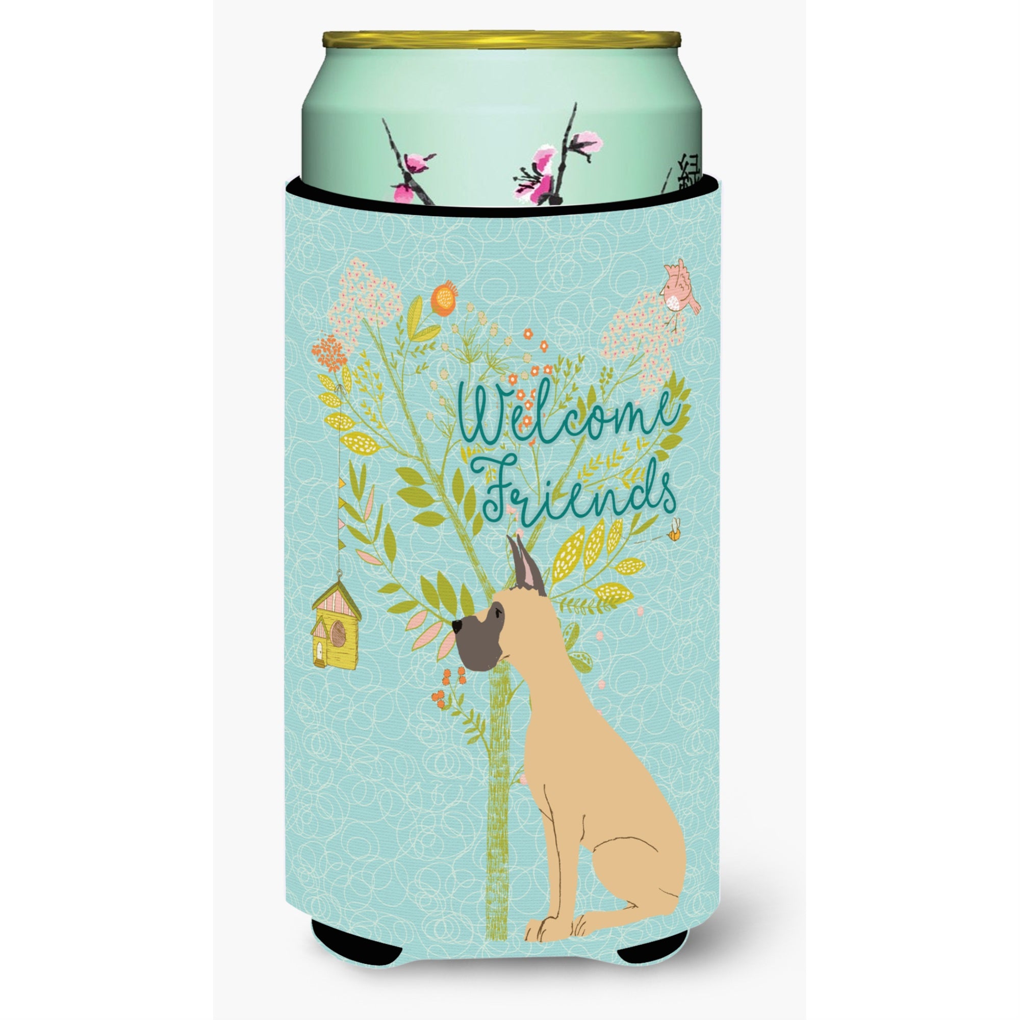 Caroline'S Treasures Welcome Friends Fawn Dane Cropped Ears Decorative Can Hugger, Tall Boy, Multicolor