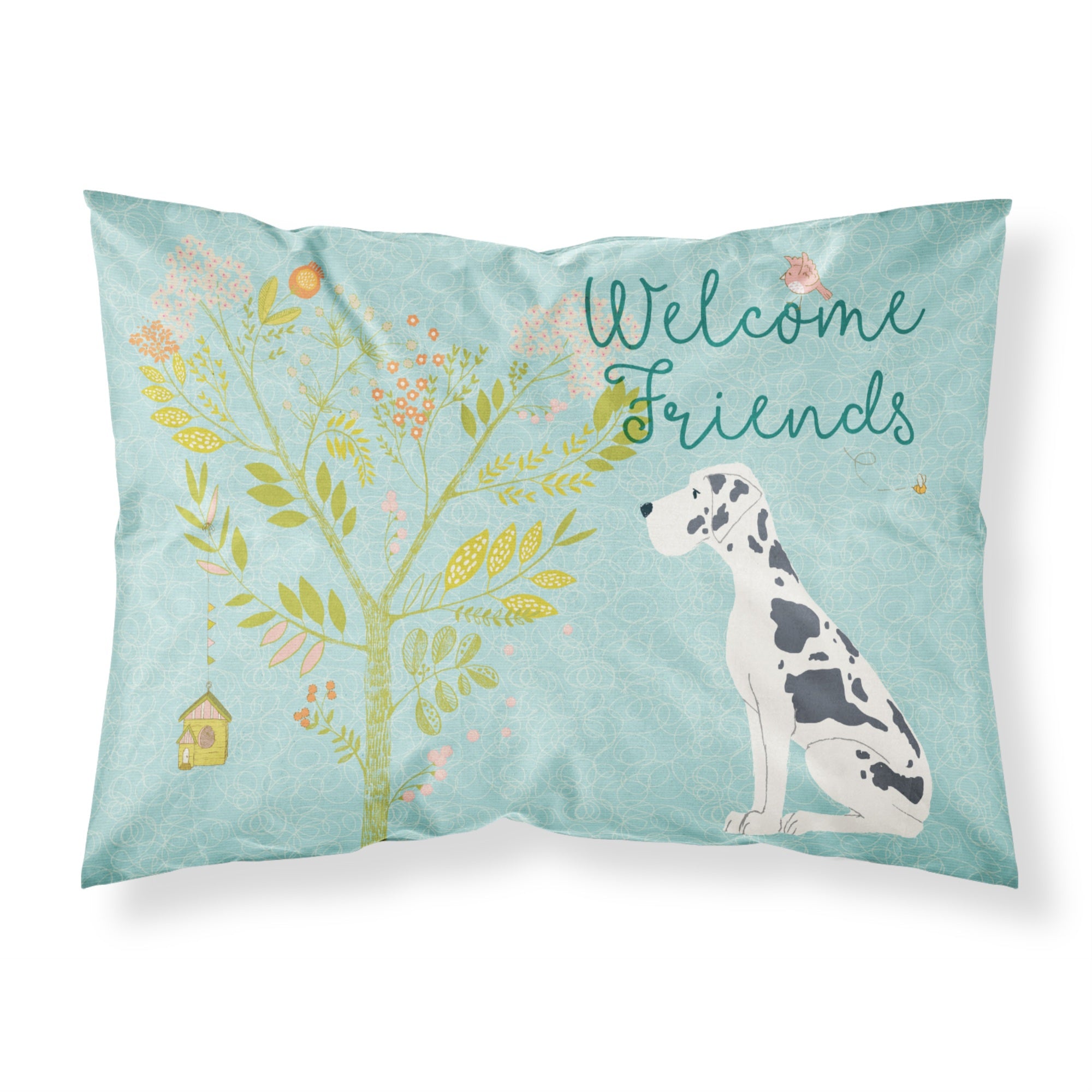 Caroline'S Treasures Welcome Friends Harlequin Great Dane Printed, Polyester Envelope Closure Pillowcase, Standard, Mu