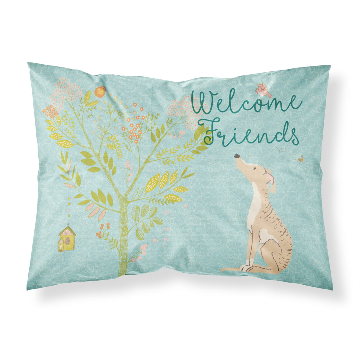 Caroline'S Treasures Welcome Friends Brindle Greyhound Printed, Polyester, 250 Thread Count, Envelope Closure Pillowcase, Stan