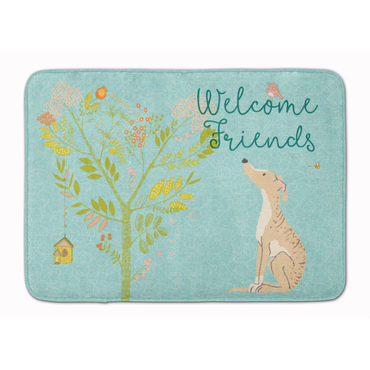 Caroline'S Treasures Welcome Friends Brindle Greyhound Floor Mat, 19Hx27W, Multicolor