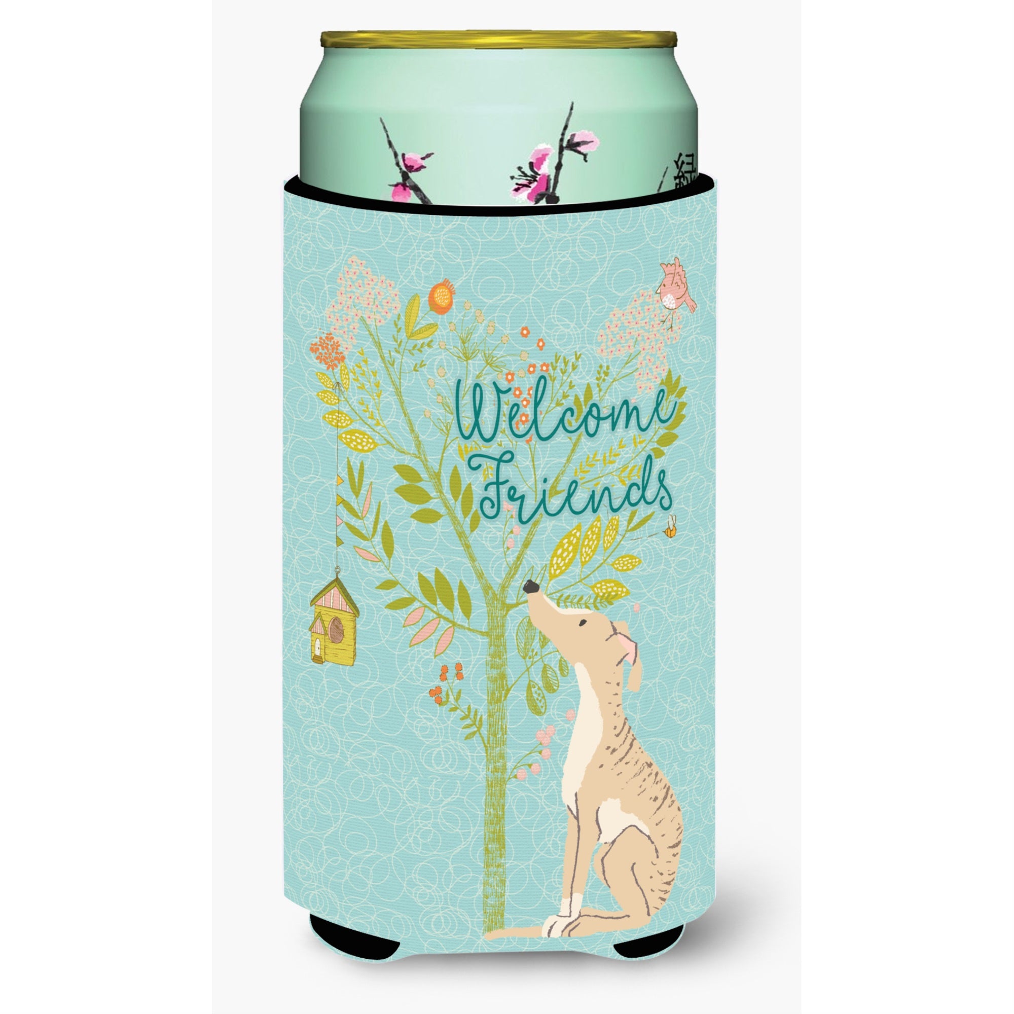 Caroline'S Treasures Welcome Friends Brindle Greyhound Decorative Can Hugger, Tall Boy, Multicolor