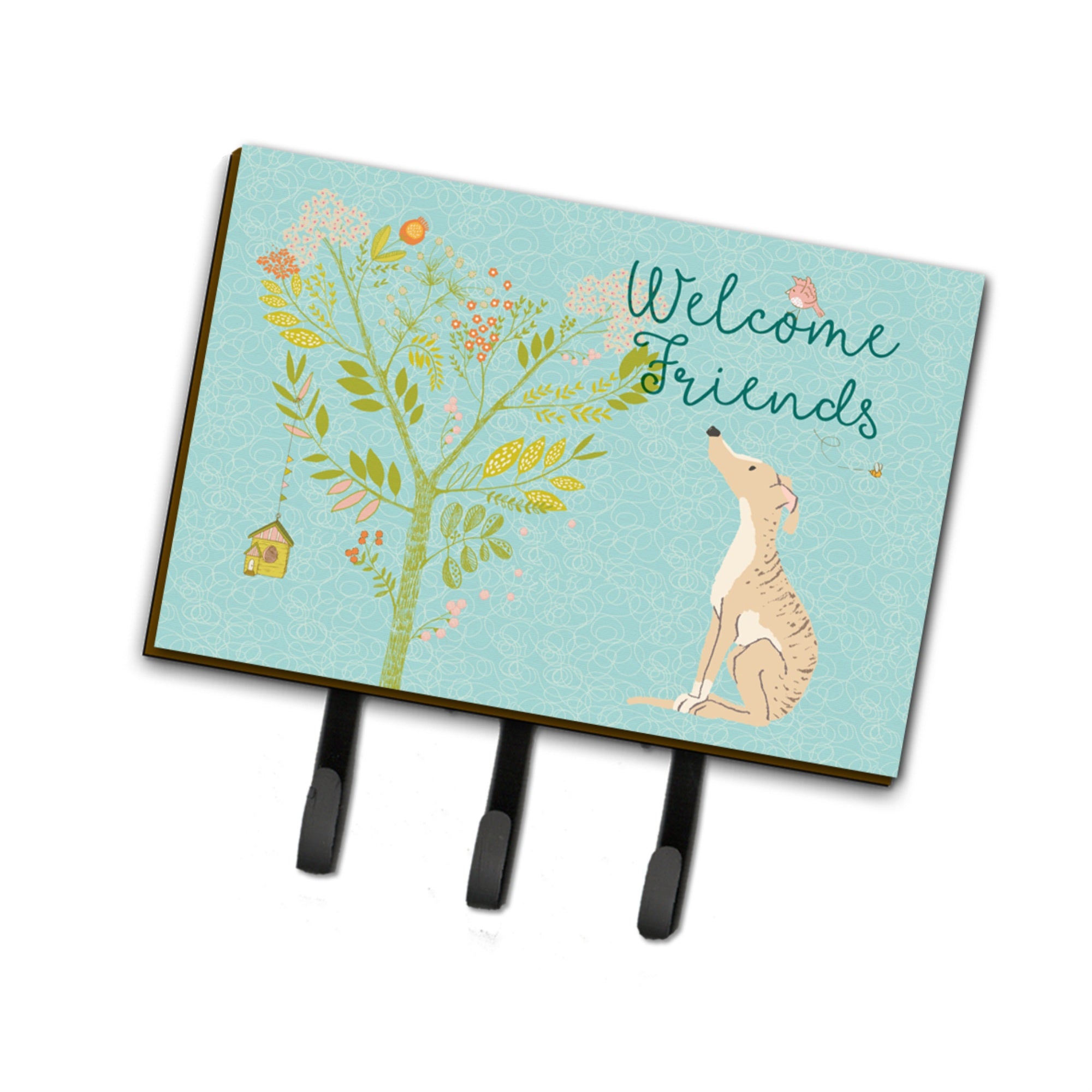 Caroline'S Treasures Welcome Friends Brindle Greyhound Wall Hook, Triple, Multicolor