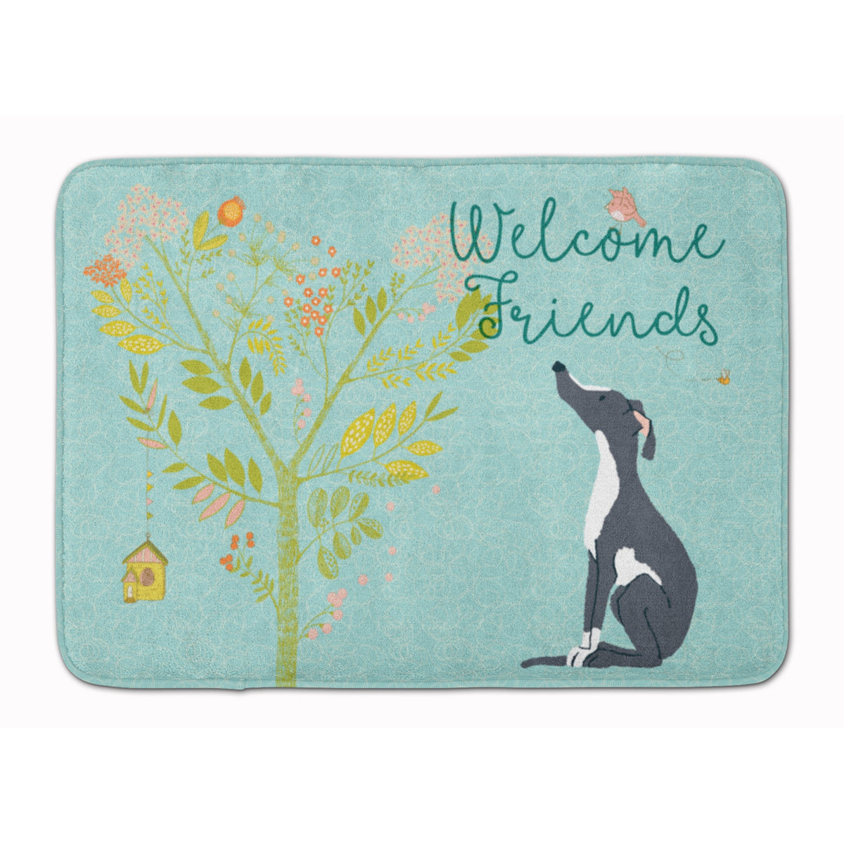 Caroline'S Treasures Welcome Friends Black White Greyhound Floor Mat, 19Hx27W, Multicolor