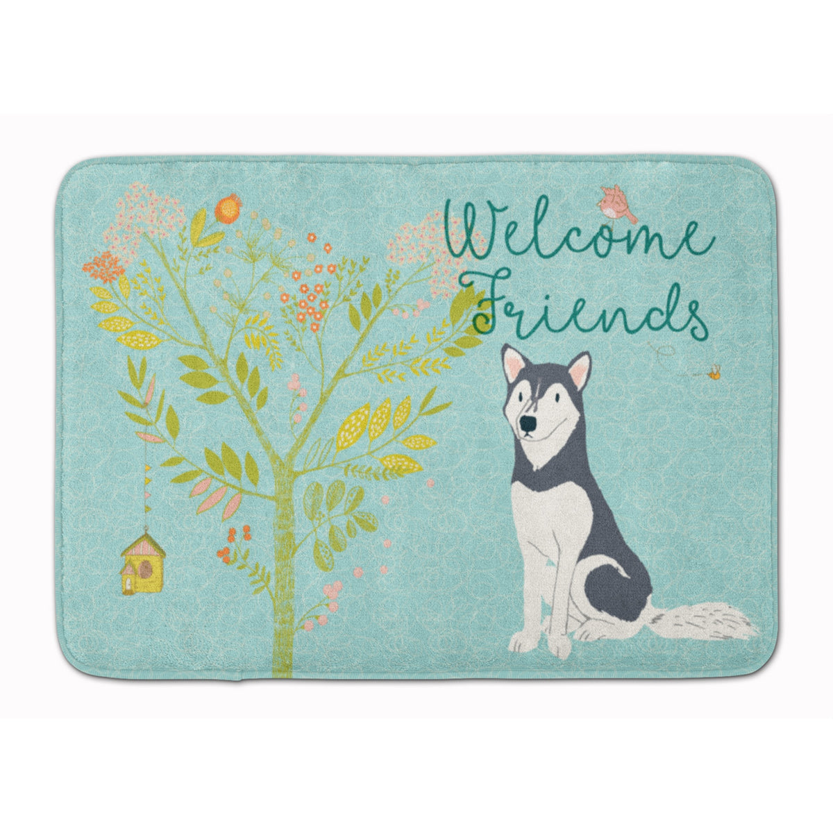 Caroline'S Treasures Welcome Friends Siberian Husky Floor Mat, 19Hx27W, Multicolor