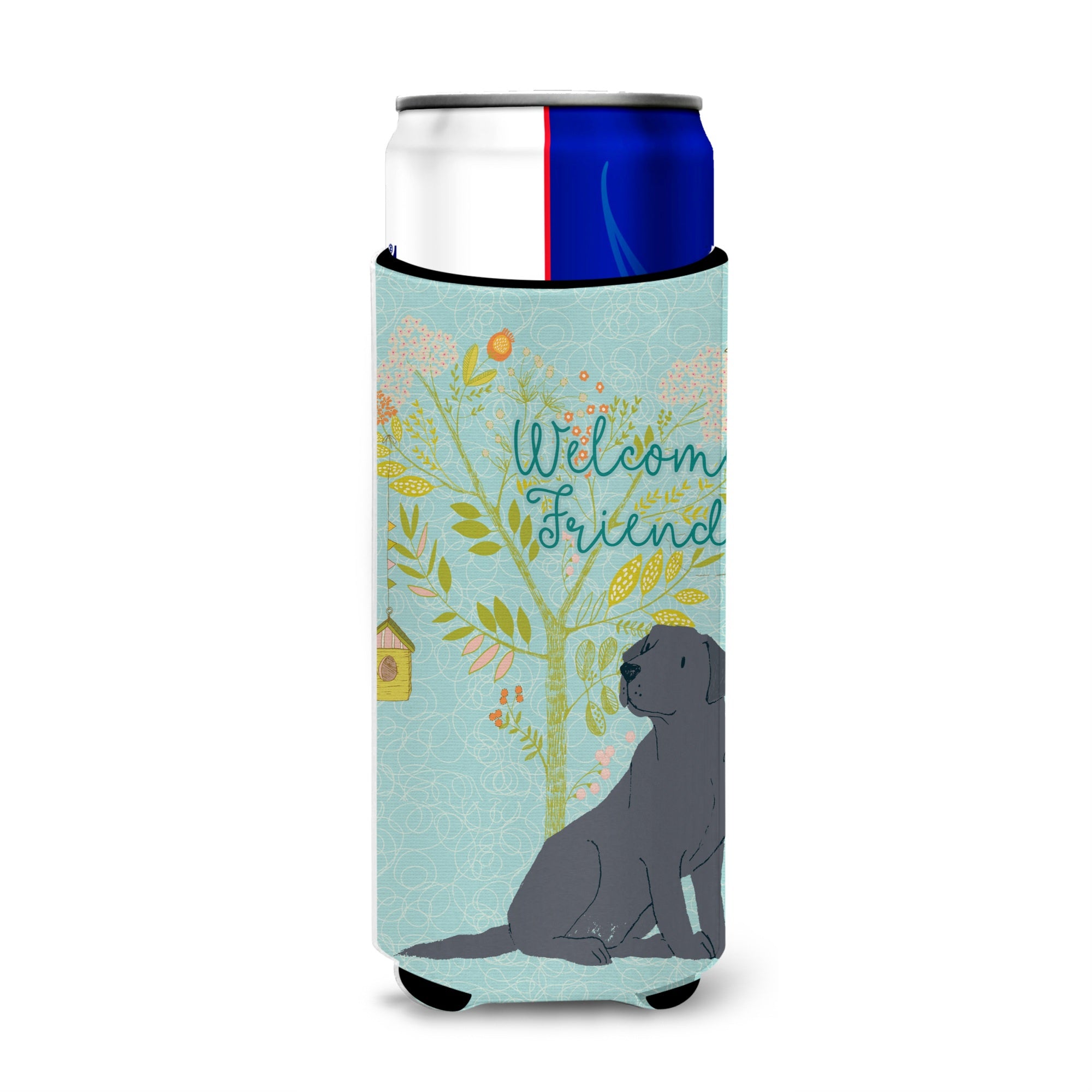 Caroline'S Treasures Welcome Friends Black Labrador Retriever Decorative Can Hugger, Multicolor