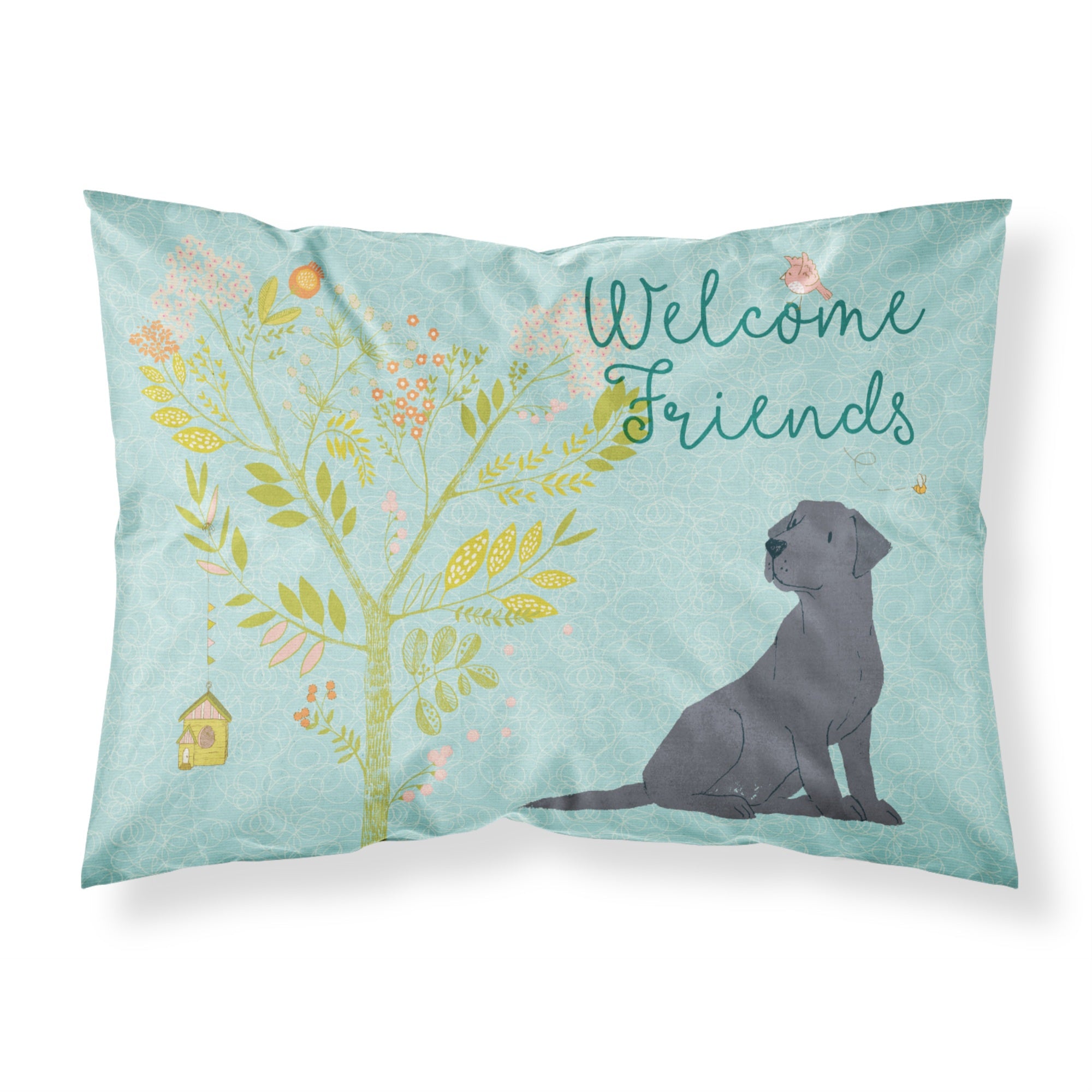 Caroline'S Treasures Welcome Friends Black Labrador Retriever Printed, Polyester Envelope Closure Pillowcase, Standard