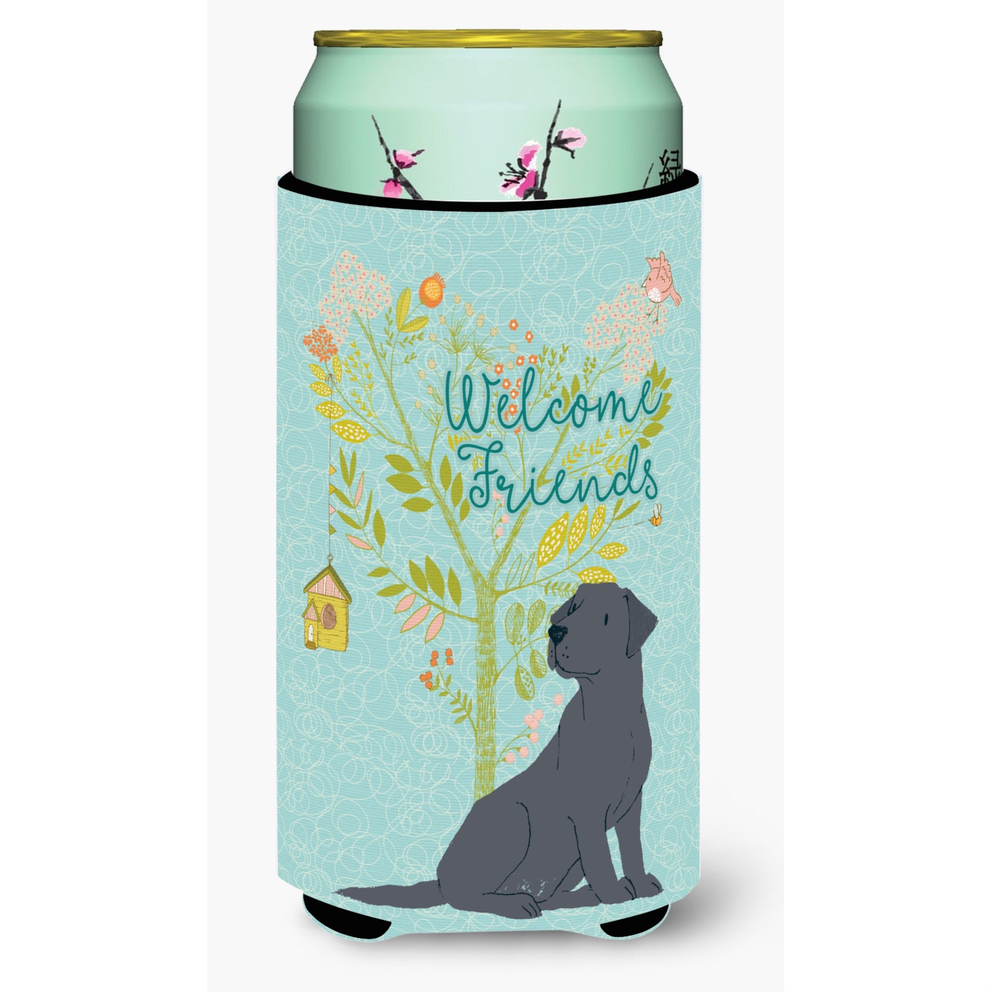 Caroline'S Treasures Welcome Friends Black Labrador Retriever Decorative Can Hugger, Tall Boy, Multicolor