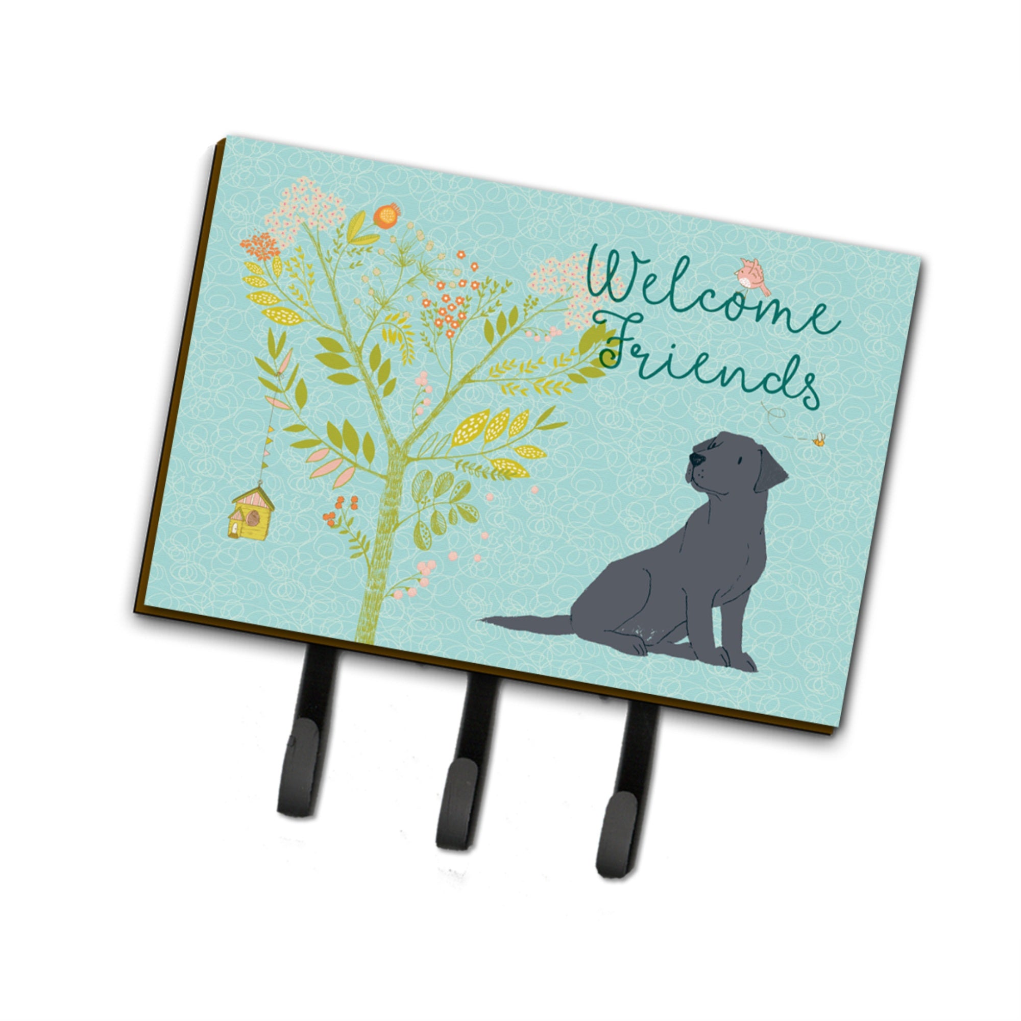 Caroline'S Treasures Welcome Friends Black Labrador Retriever Wall Hook, Triple, Multicolor