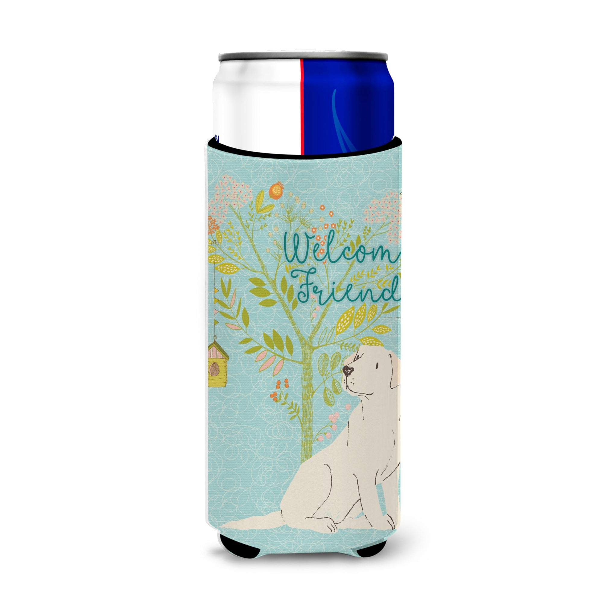 Caroline'S Treasures Welcome Friends Yellow Labrador Retriever Decorative Can Hugger, Multicolor