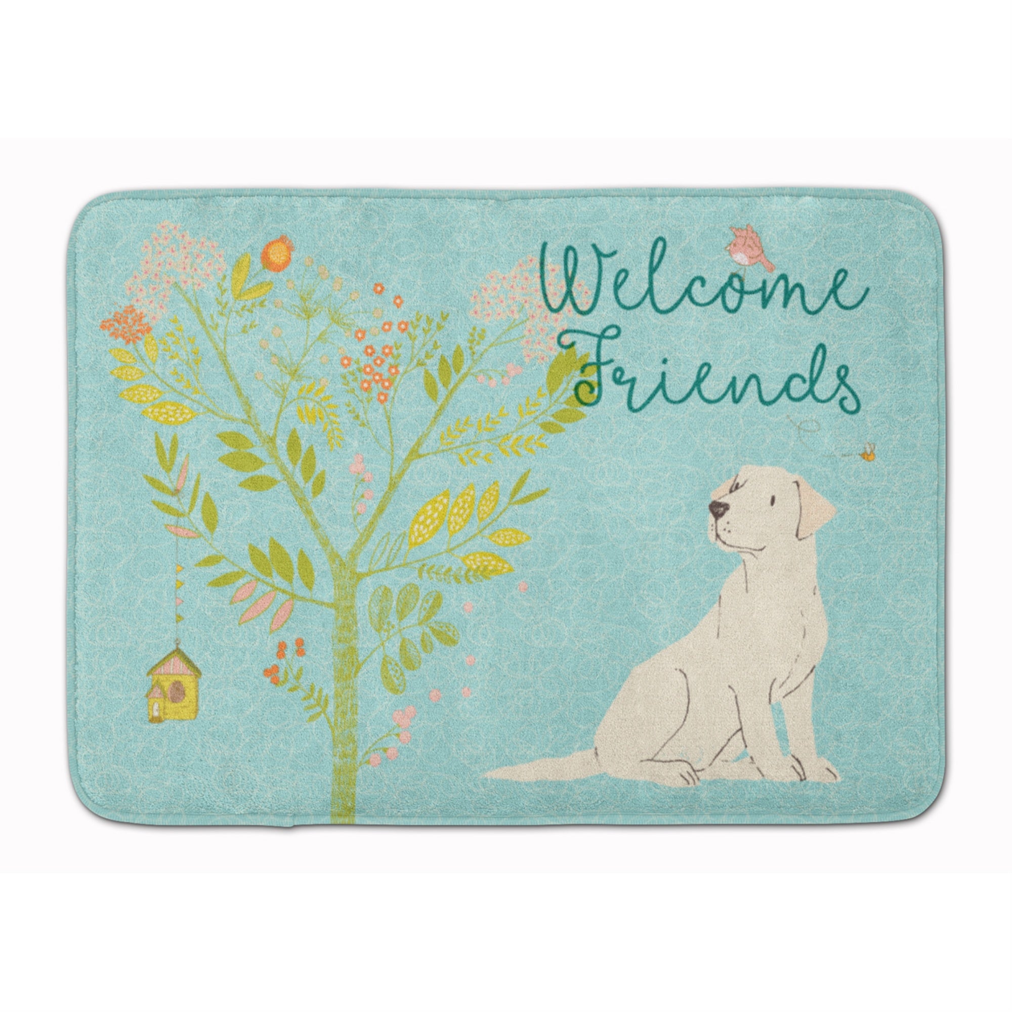 Caroline'S Treasures Friends Retriever Welcome Yellow Labrador Floor Mat, 19Hx27W, Multicolor