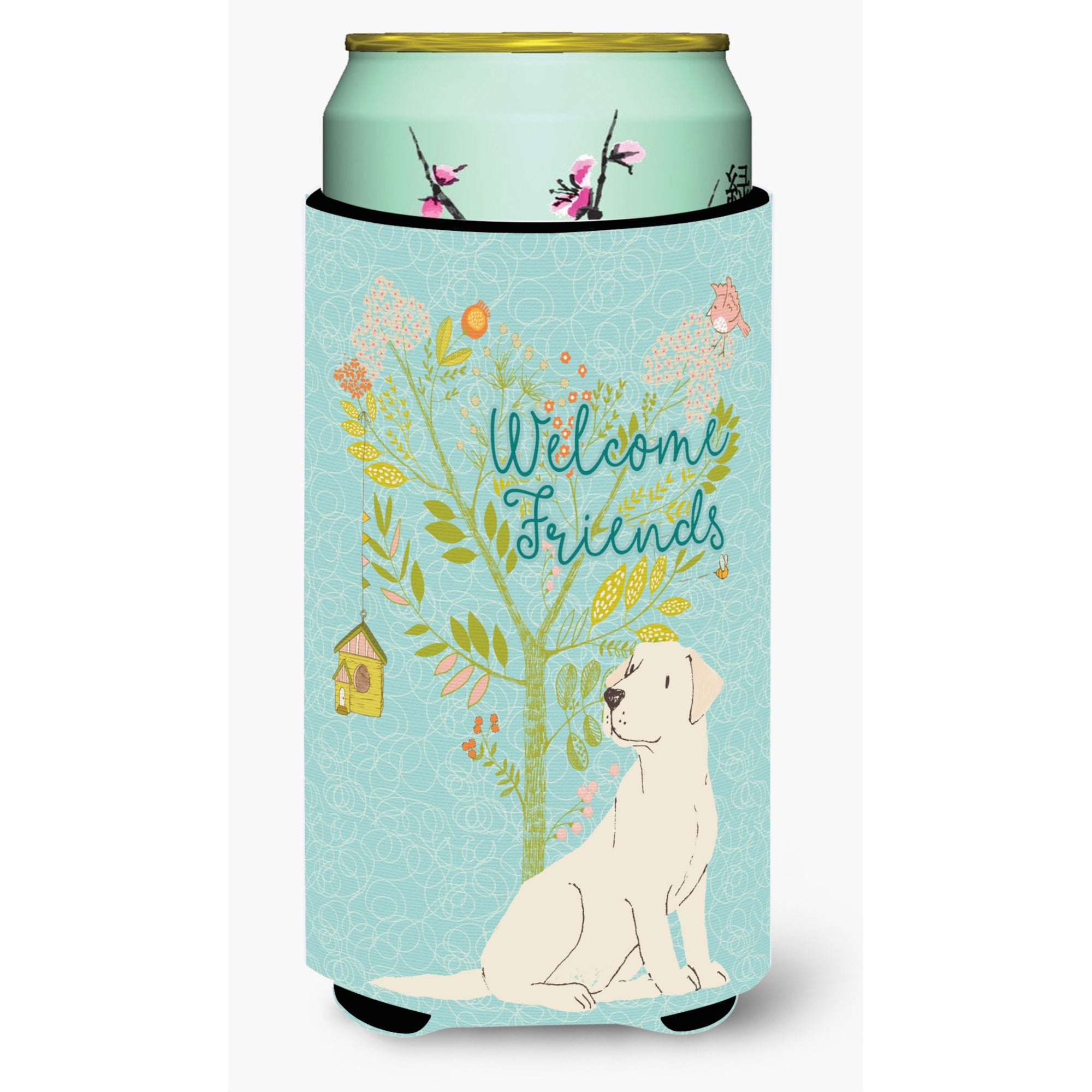 Caroline'S Treasures Welcome Friends Yellow Labrador Retriever Decorative Can Hugger, Tall Boy, Multicolor