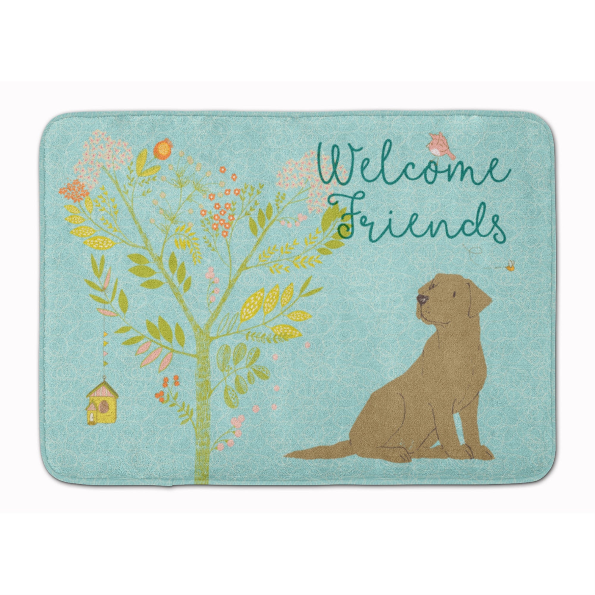 Caroline'S Treasures Friends Retriever Welcome Chocolate Labrador Floor Mat, 19Hx27W, Multicolor