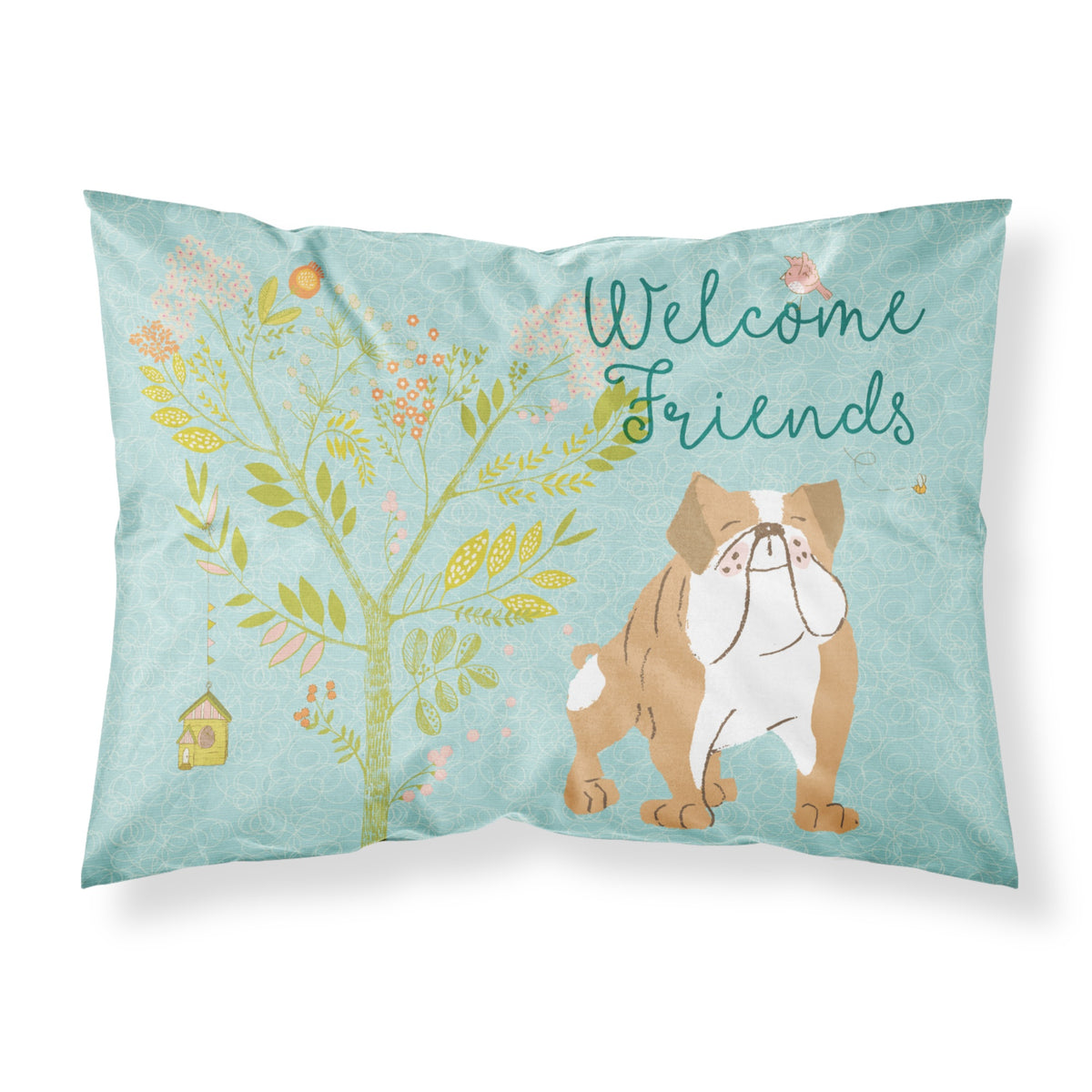 Caroline'S Treasures Welcome Friends English Bulldog Printed, Polyester, 250 Thread Count, Envelope Closure Pillowcase, Standa
