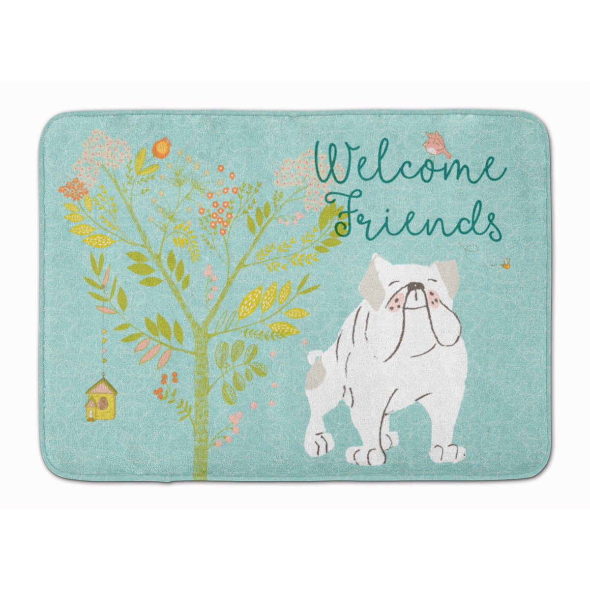 Caroline'S Treasures Welcome Friends English Bulldog White Floor Mat, 19Hx27W, Multicolor