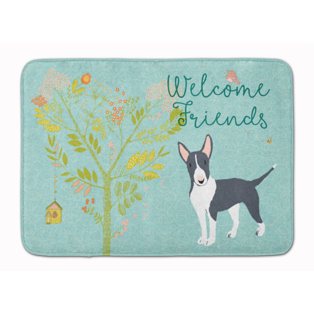 Caroline'S Treasures Welcome Friends Black Bull Terrier Floor Mat, 19Hx27W, Multicolor