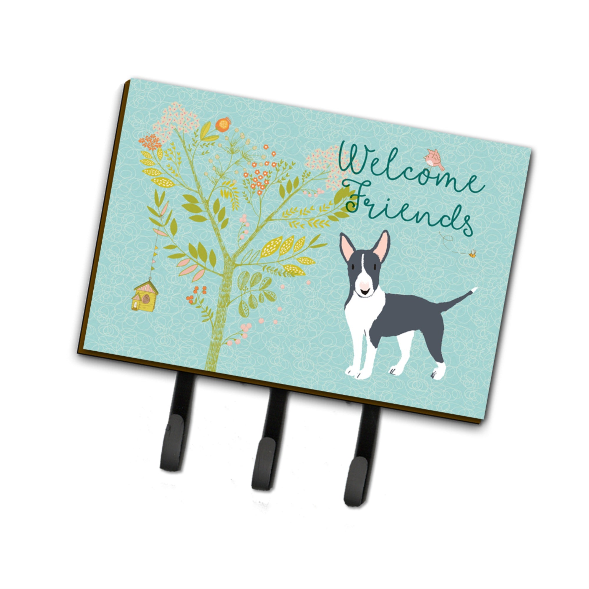 Caroline'S Treasures Welcome Friends Black Bull Terrier Wall Hook, Triple