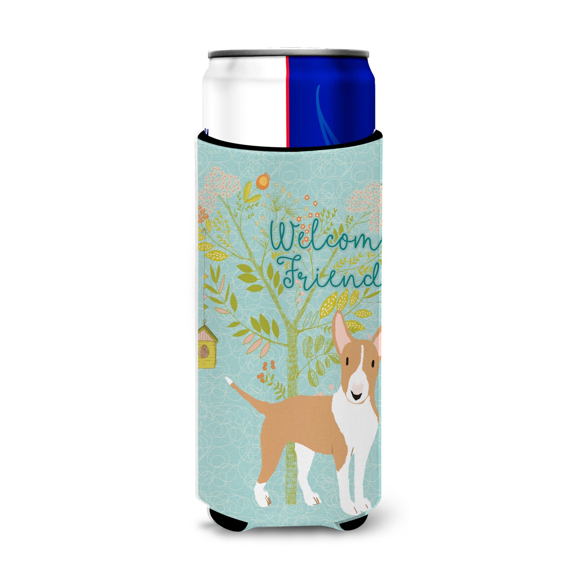 Caroline'S Treasures Welcome Friends Brown Bull Terrier Decorative Can Hugger, Multicolor