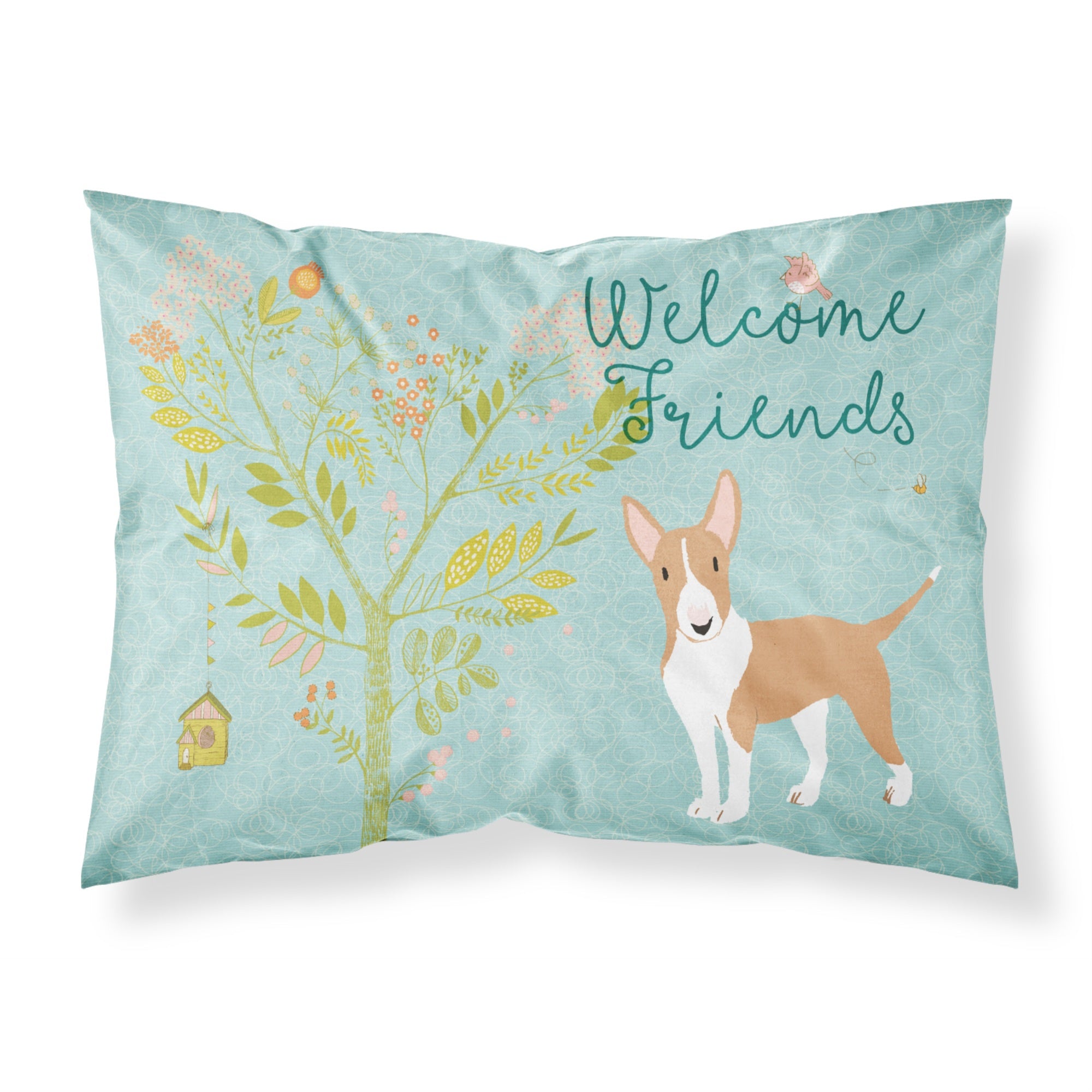 Caroline'S Treasures Welcome Friends Brown Bull Terrier Pillowcase, Standard