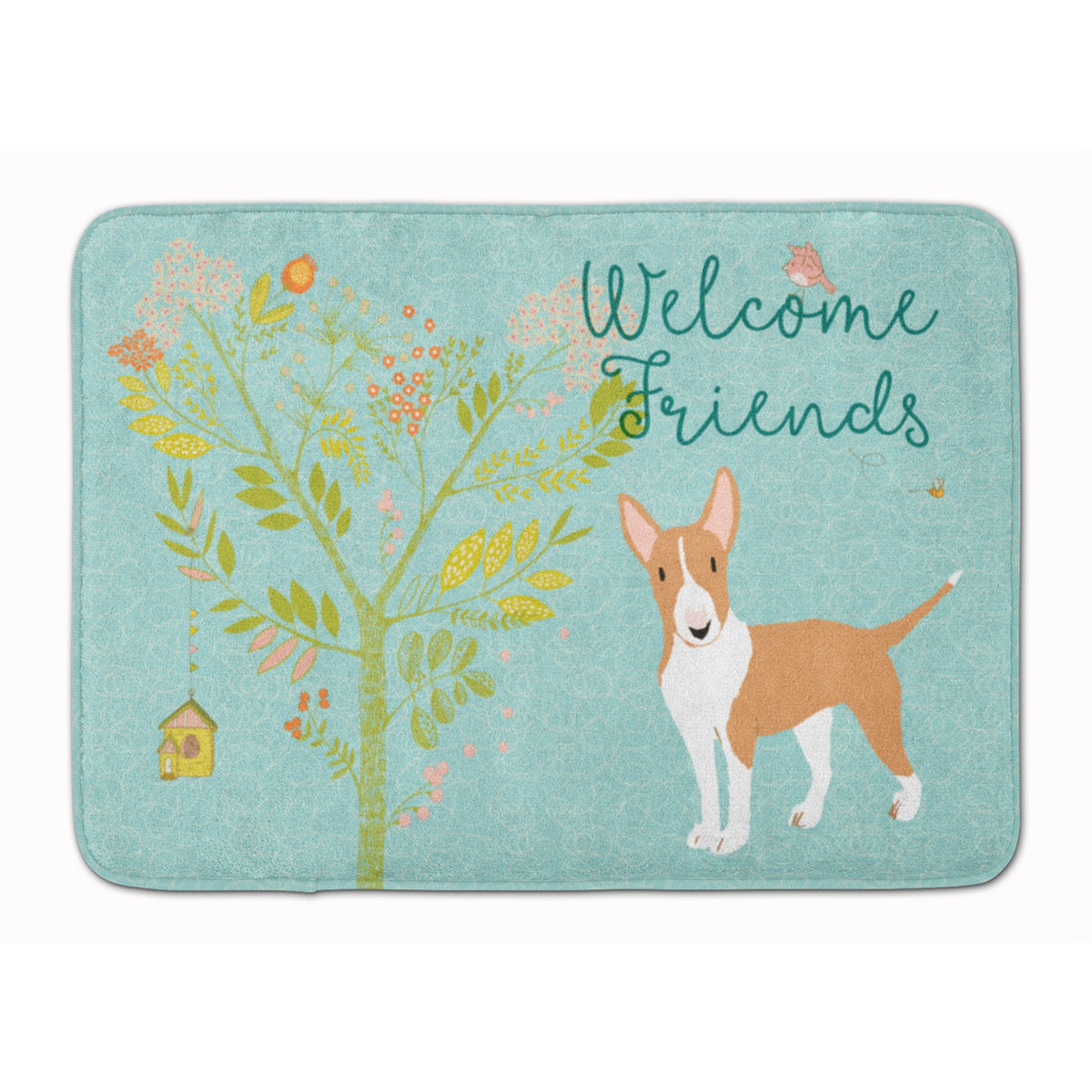 Caroline'S Treasures Welcome Friends Brown Bull Terrier Floor Mat, 19Hx27W, Multicolor