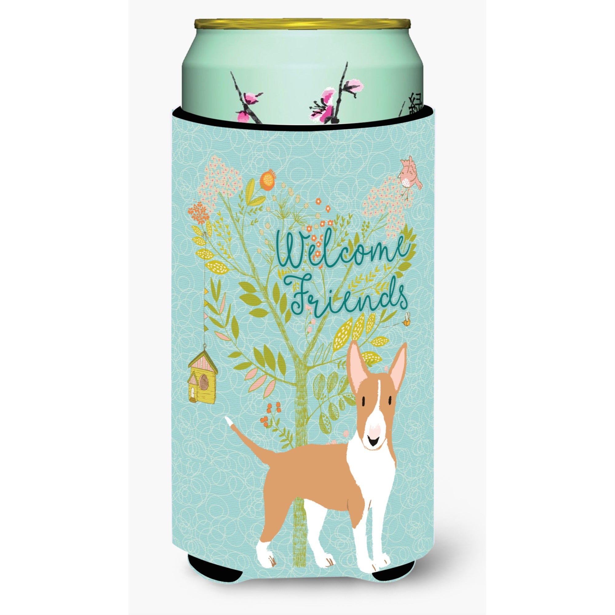 Caroline'S Treasures Welcome Friends Brown Bull Terrier Decorative Can Hugger, Tall Boy, Multicolor